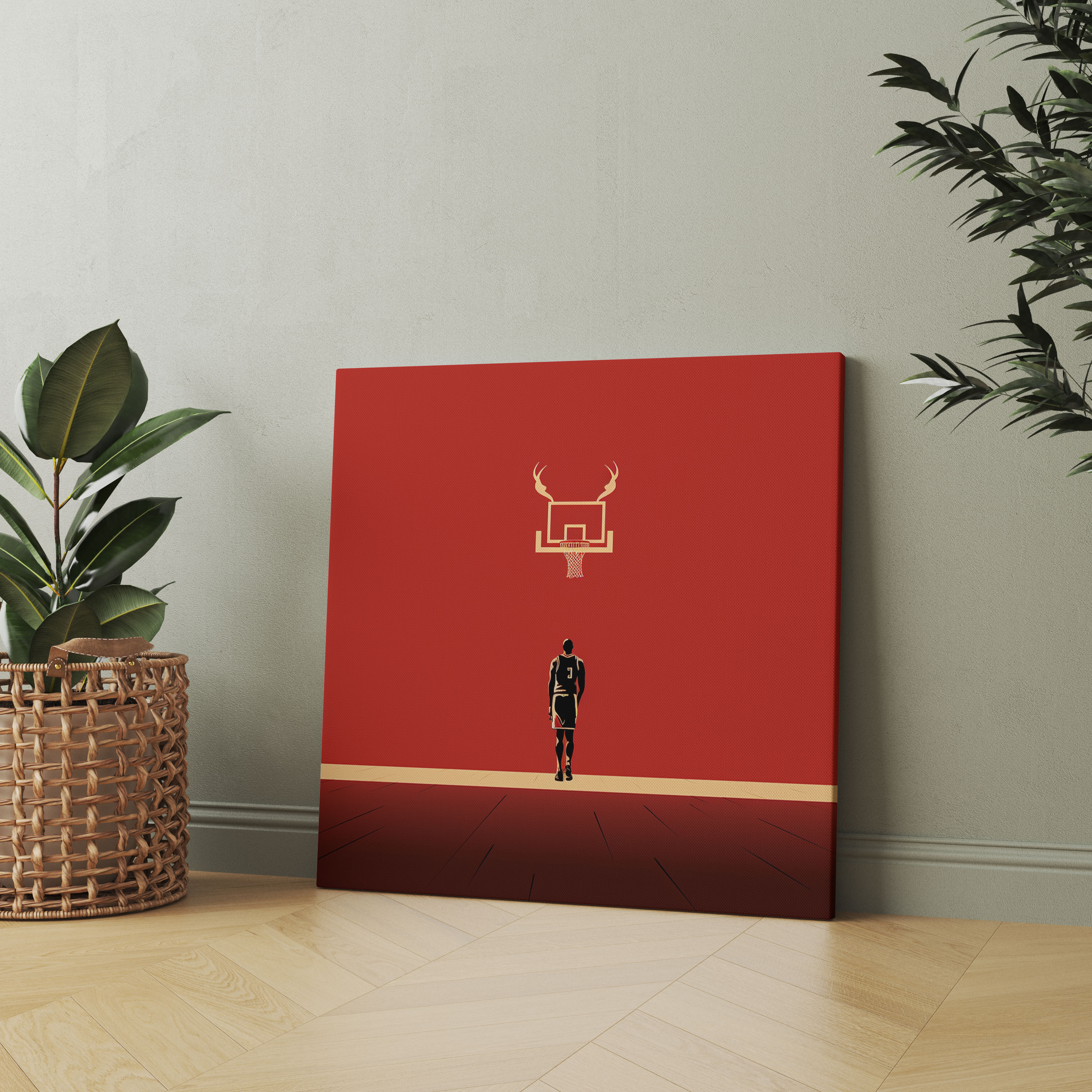Micheal Jordan Wall Art - Minimalist Basketball Court - Micheal Jordan, Home Decoration, Canvas, Wall Art