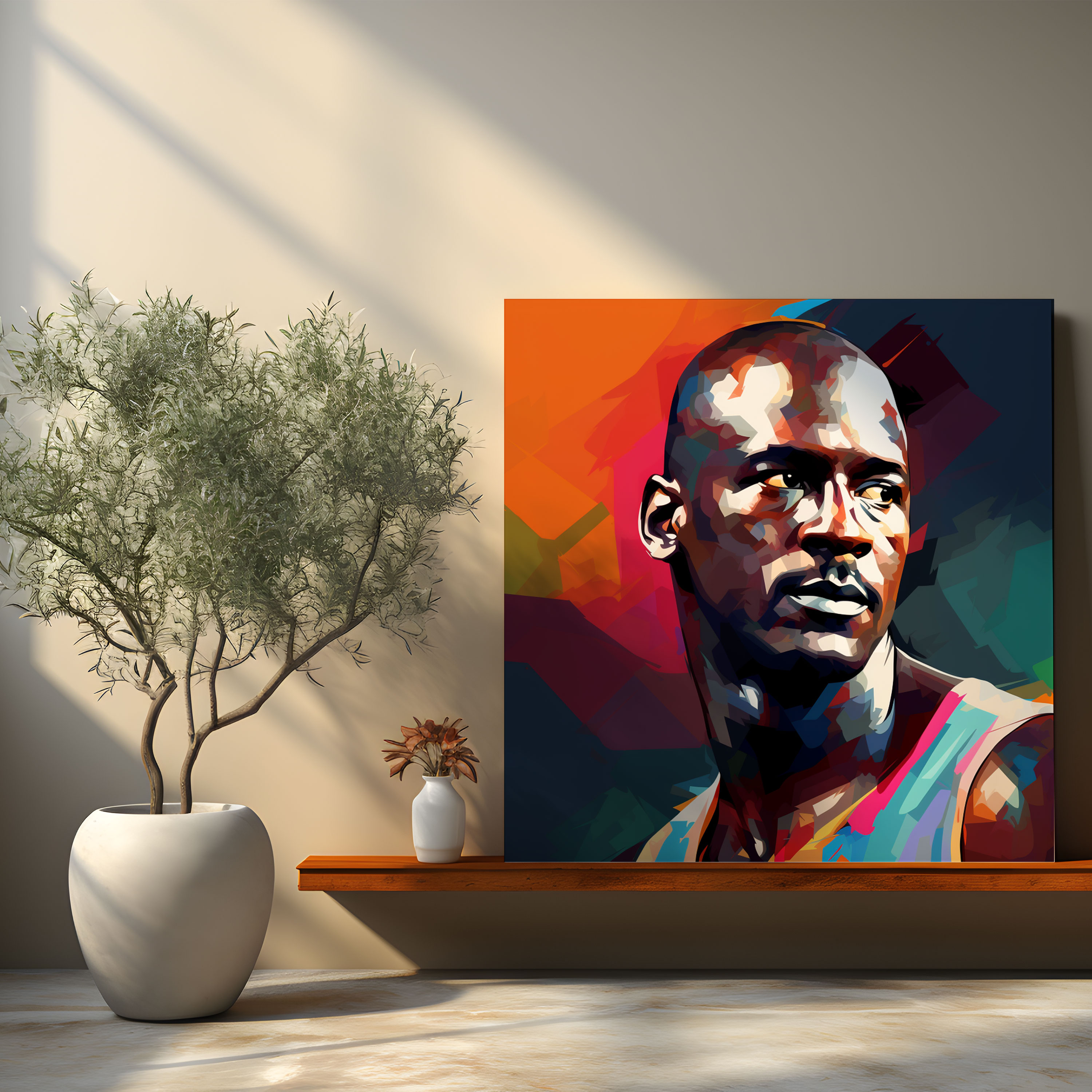 Michael Jordan Canvas Print - Micheal Jordan, Modern Digital Illustration, Wall Decoration, Stylized Portrait