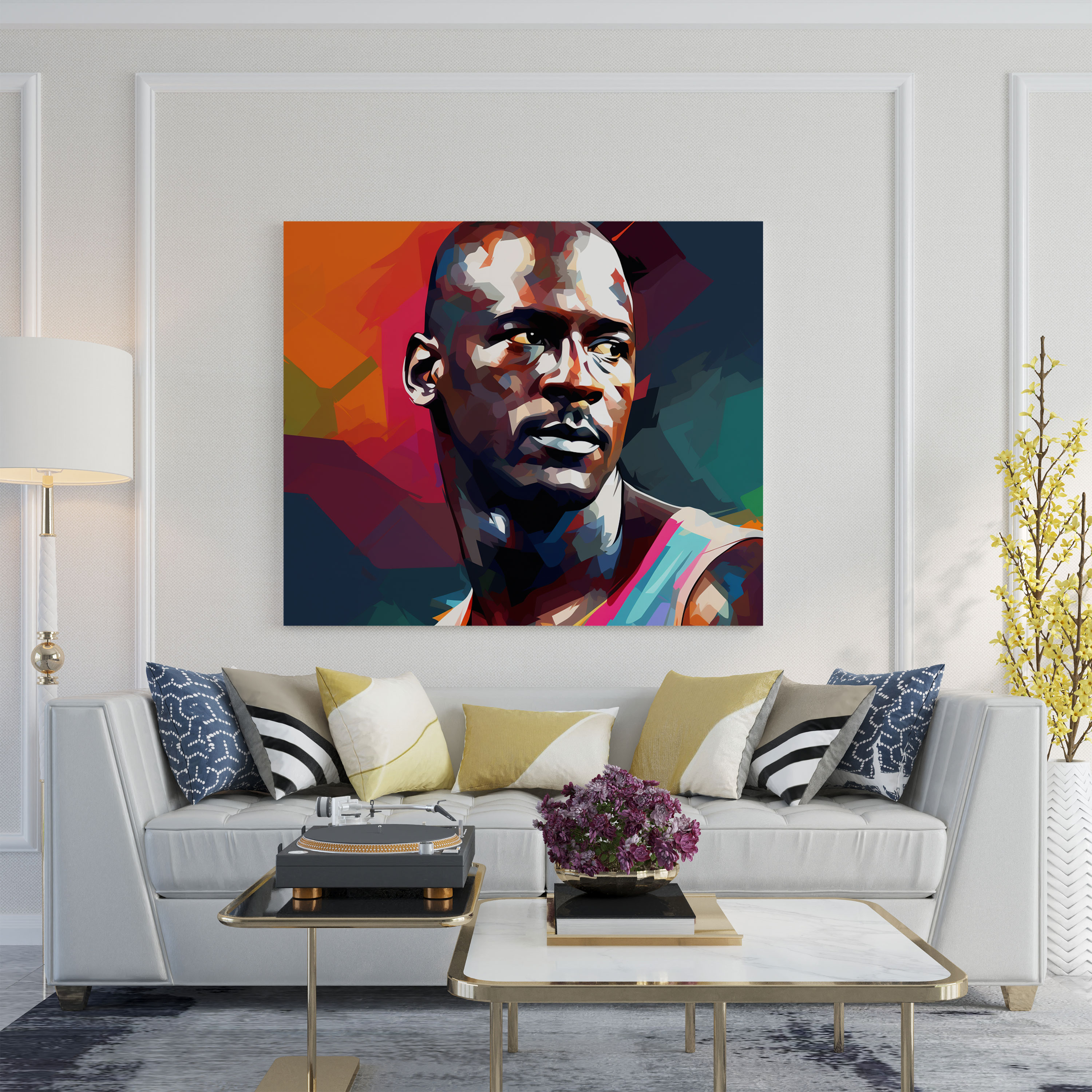 Michael Jordan Canvas Print - Micheal Jordan, Modern Digital Illustration, Wall Decoration, Stylized Portrait