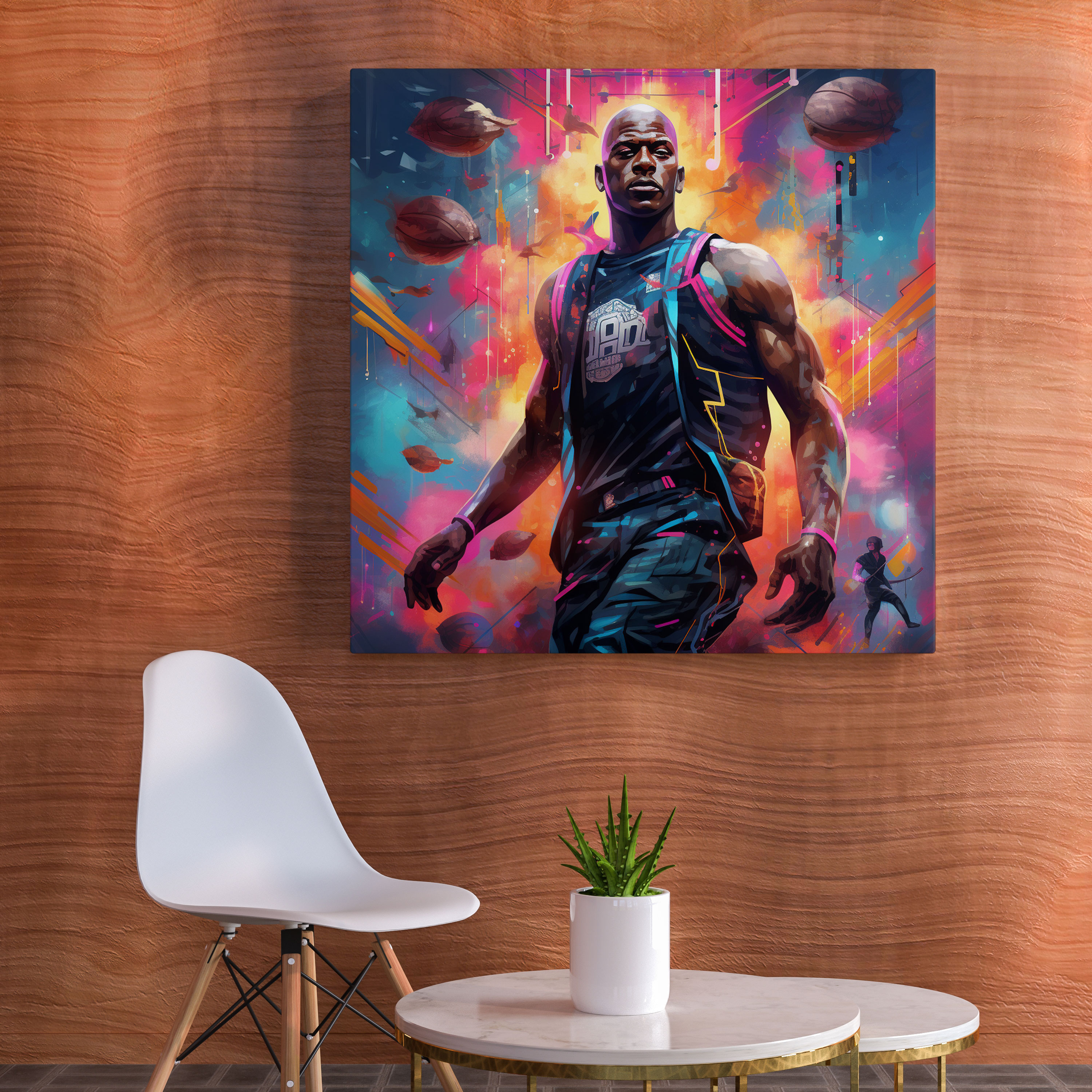 Michael Jordan Wall Art - Micheal Jordan, Canvas Wall Art, Neon Colors, Wall Art