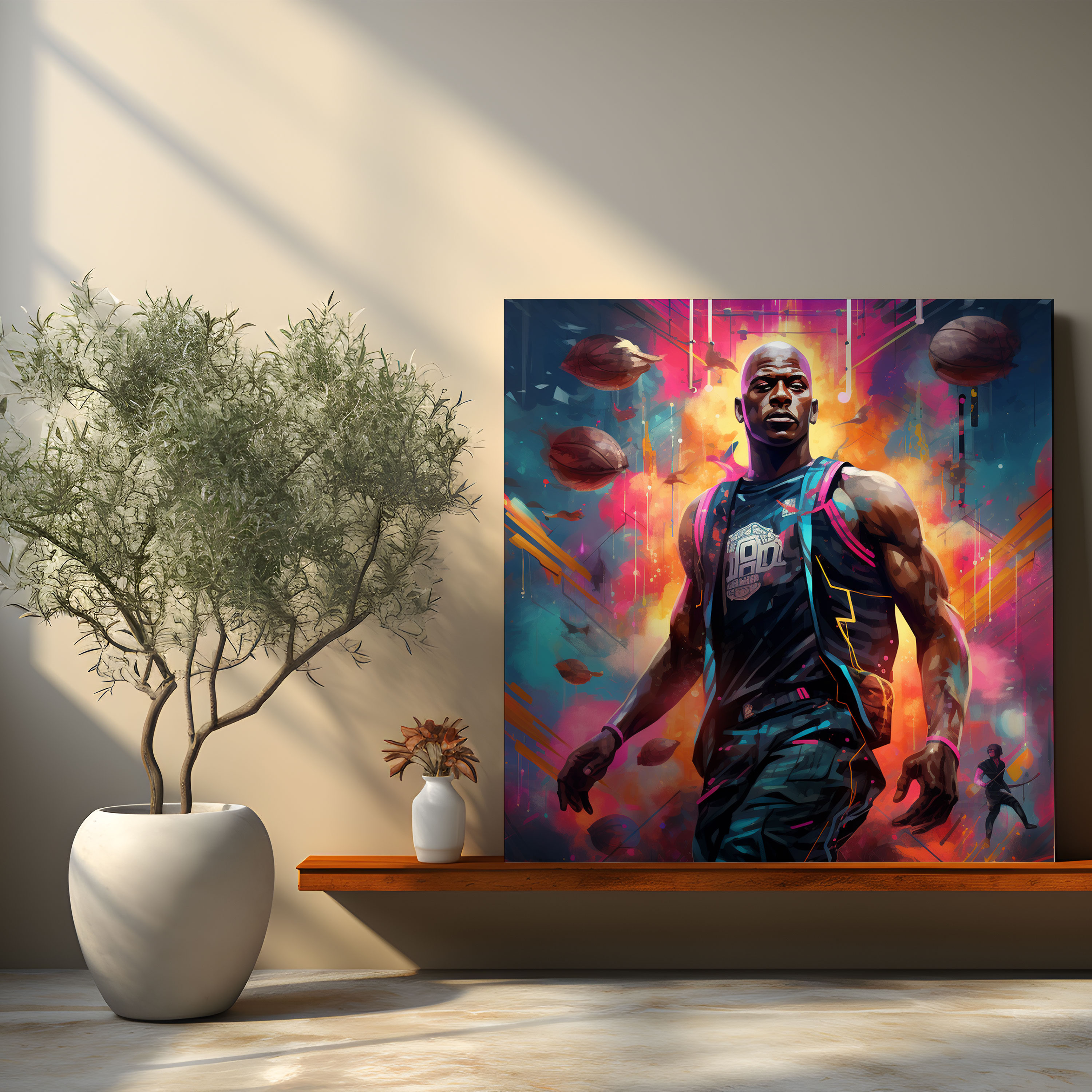 Michael Jordan Wall Art - Micheal Jordan, Canvas Wall Art, Neon Colors, Wall Art