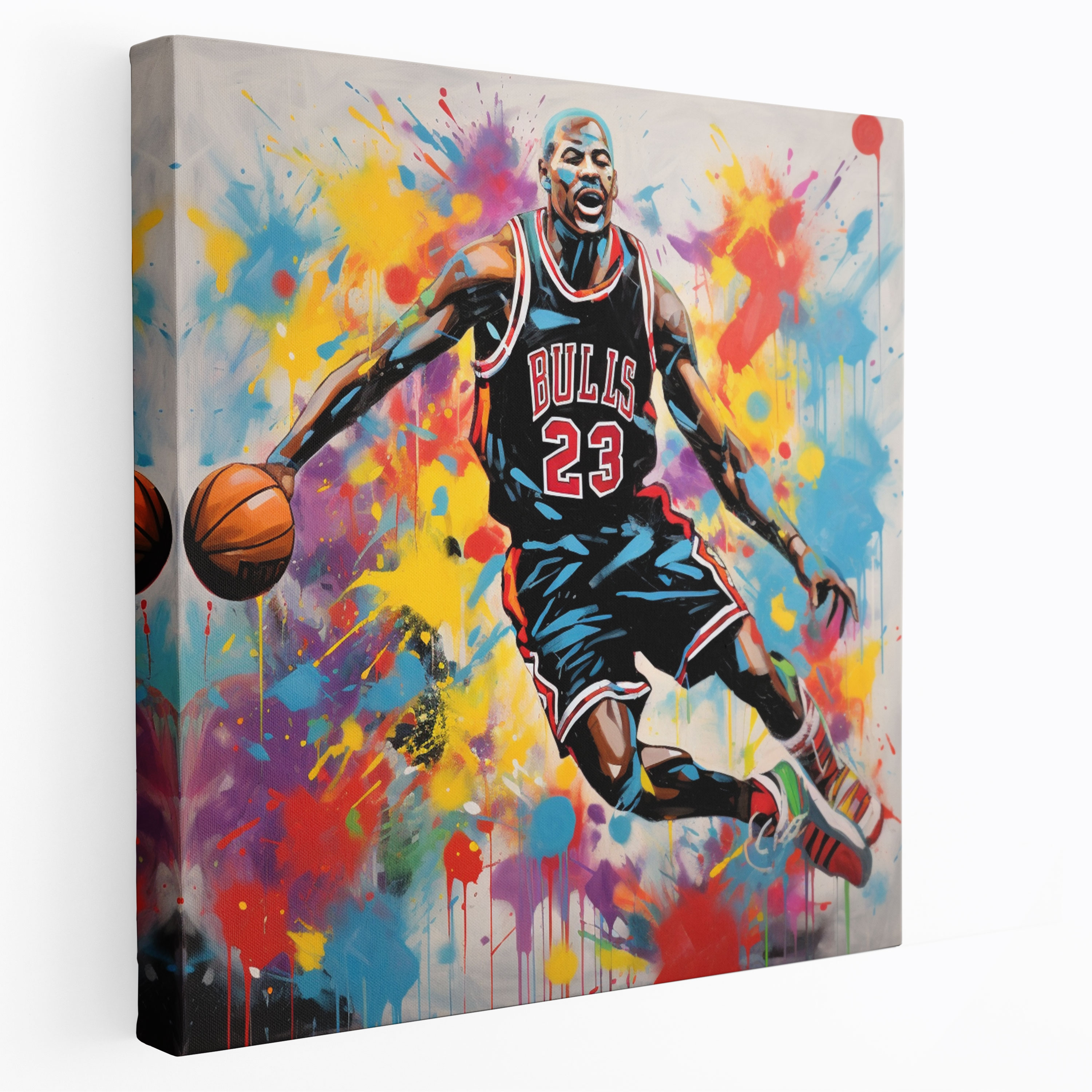 Michael Jordan Wall Art - Micheal Jordan, Canvas Print, Abstract Graffiti Art, Vibrant Splashes Of Color
