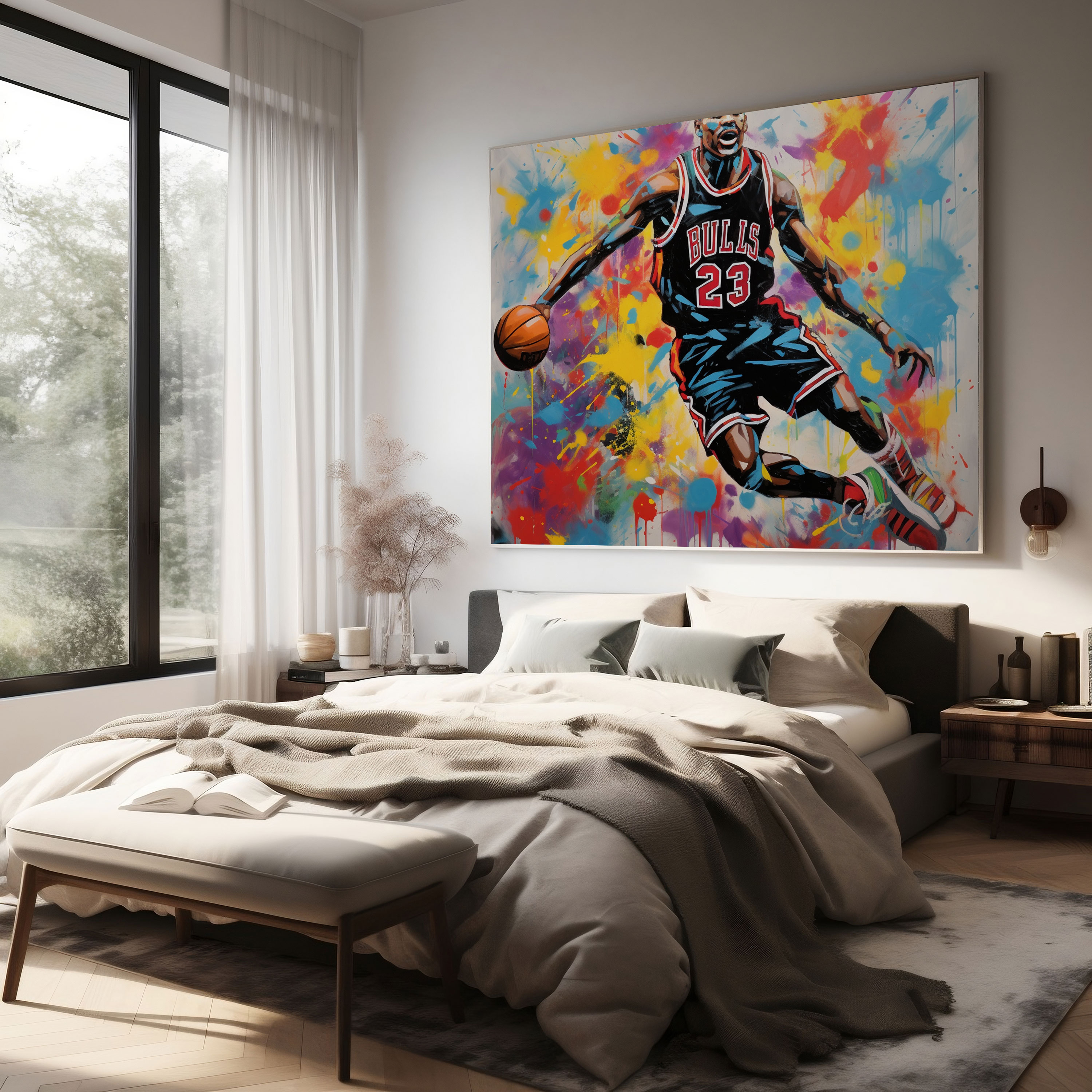 Michael Jordan Wall Art - Micheal Jordan, Canvas Print, Abstract Graffiti Art, Vibrant Splashes Of Color