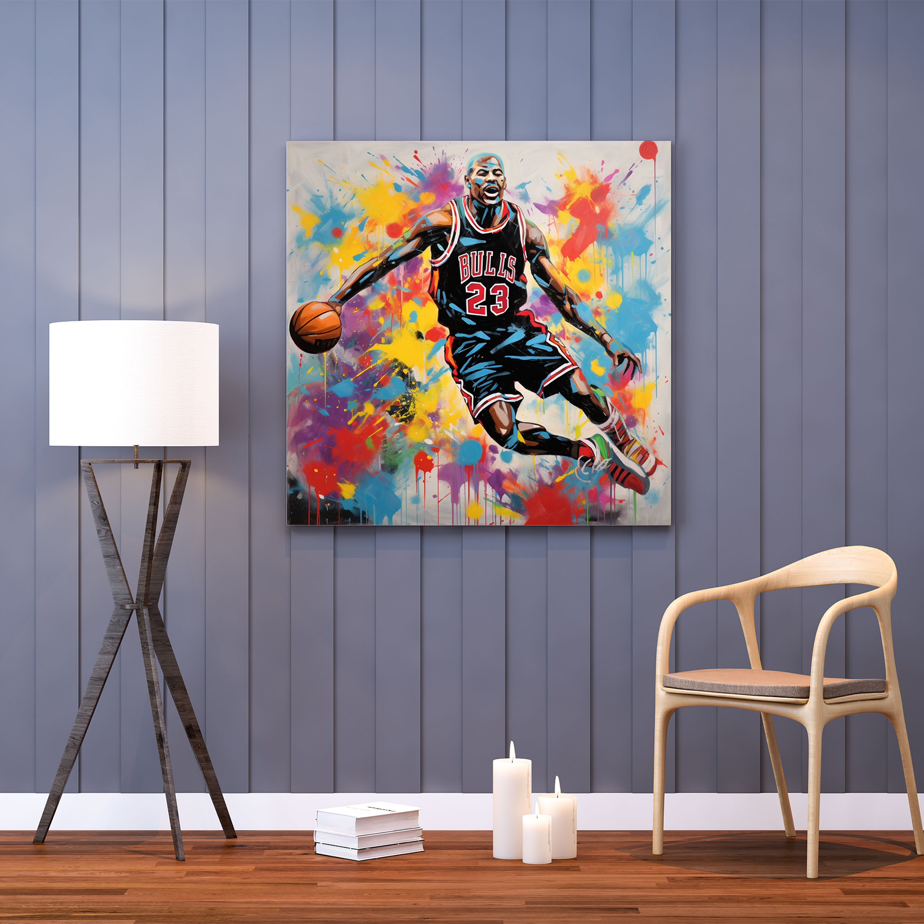 Michael Jordan Wall Art - Micheal Jordan, Canvas Print, Abstract Graffiti Art, Vibrant Splashes Of Color