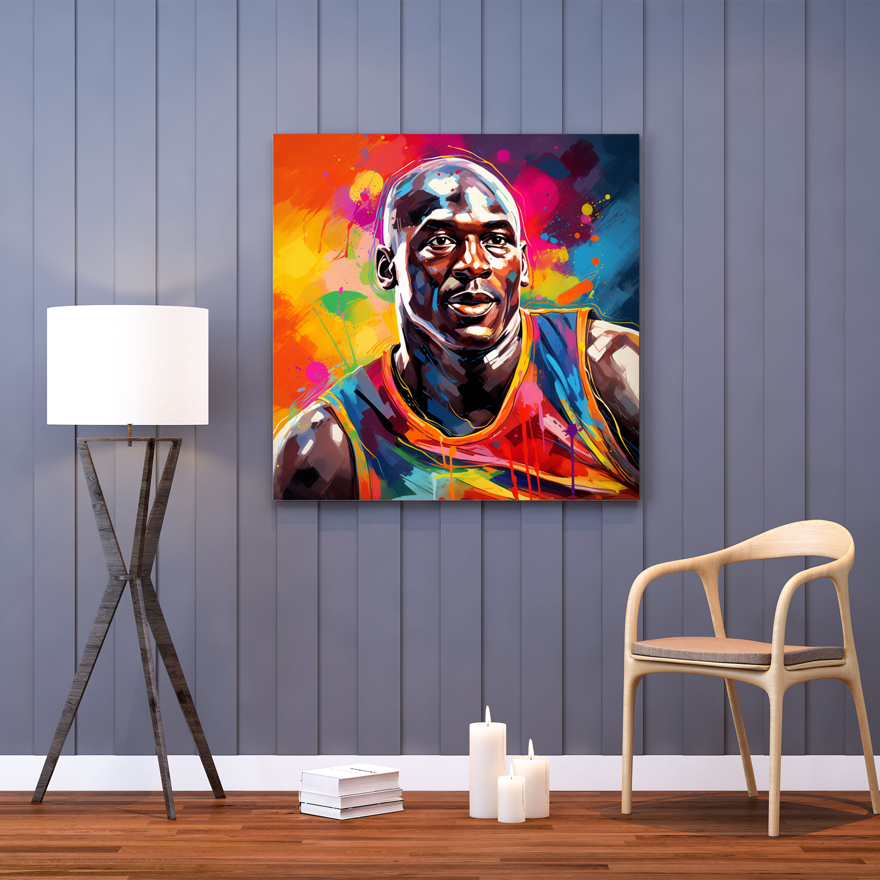 Michael Jordan Wall Decoration - Pop Art Style Canvas Print - Micheal Jordan, Vibrant Colors, Canvas Wall Art, Wall Decoration