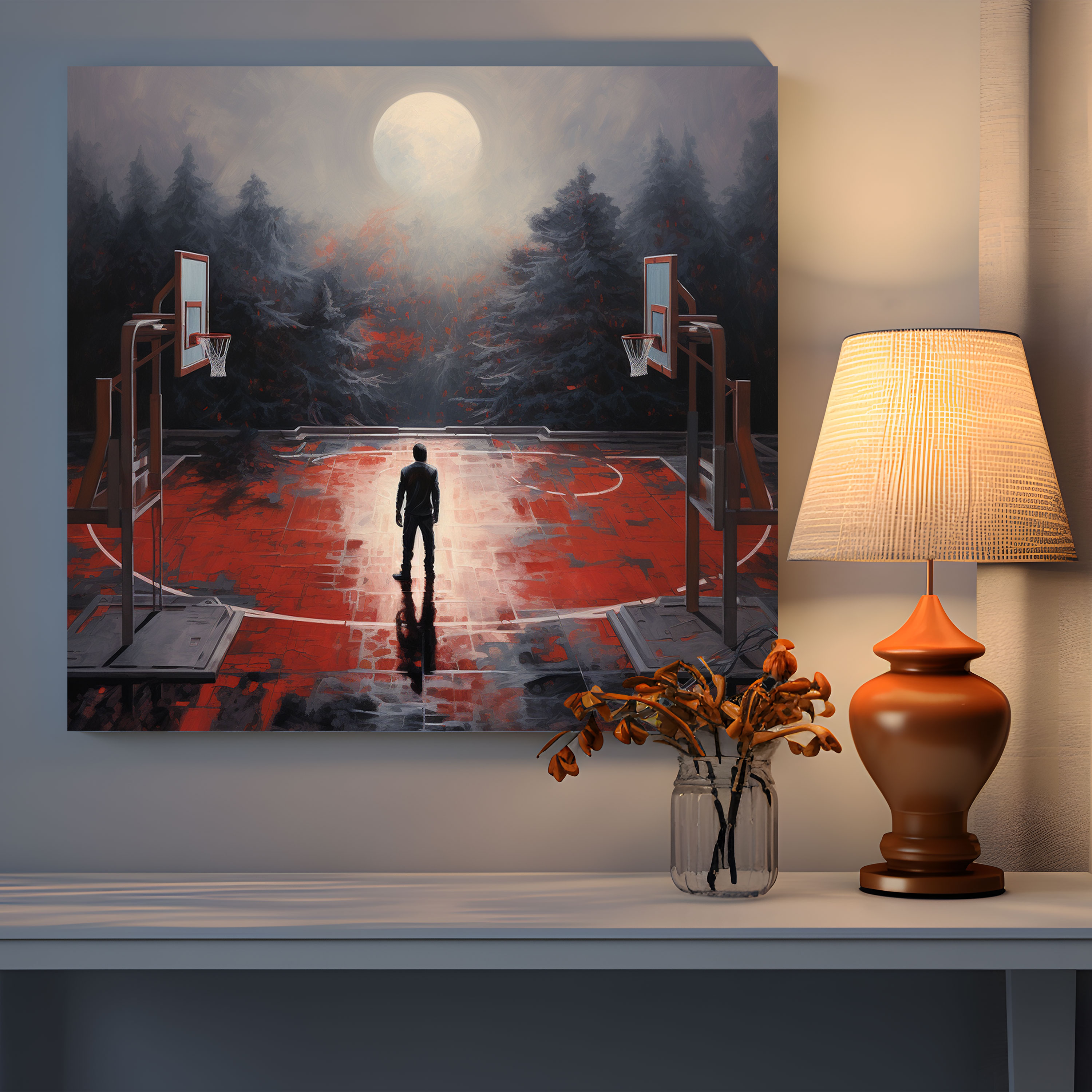 Michael Jordan Canvas Print - Basketball Court Landscape - Micheal Jordan, Wall Decoration, Michael Jordan, Home Decoration