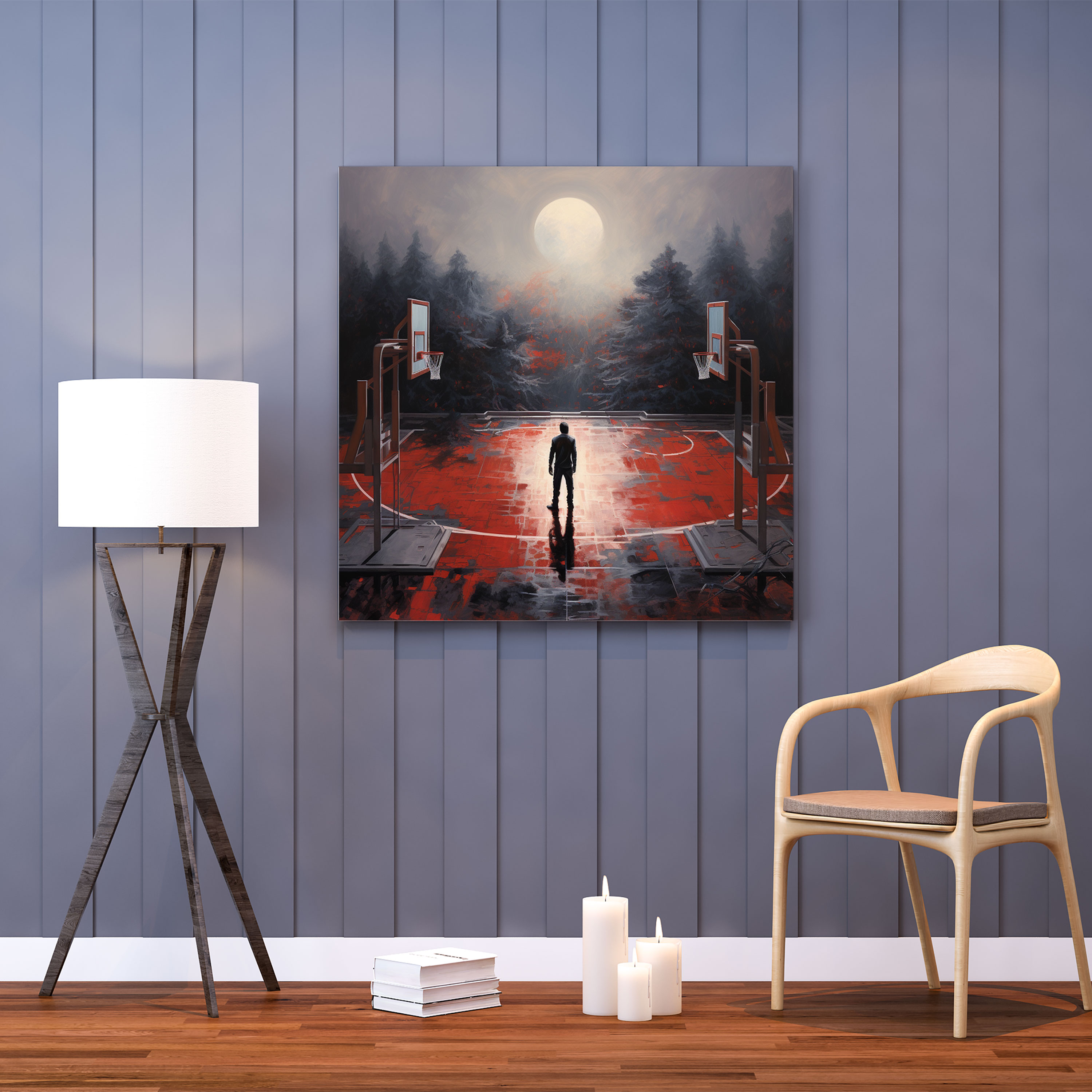 Michael Jordan Canvas Print - Basketball Court Landscape - Micheal Jordan, Wall Decoration, Michael Jordan, Home Decoration