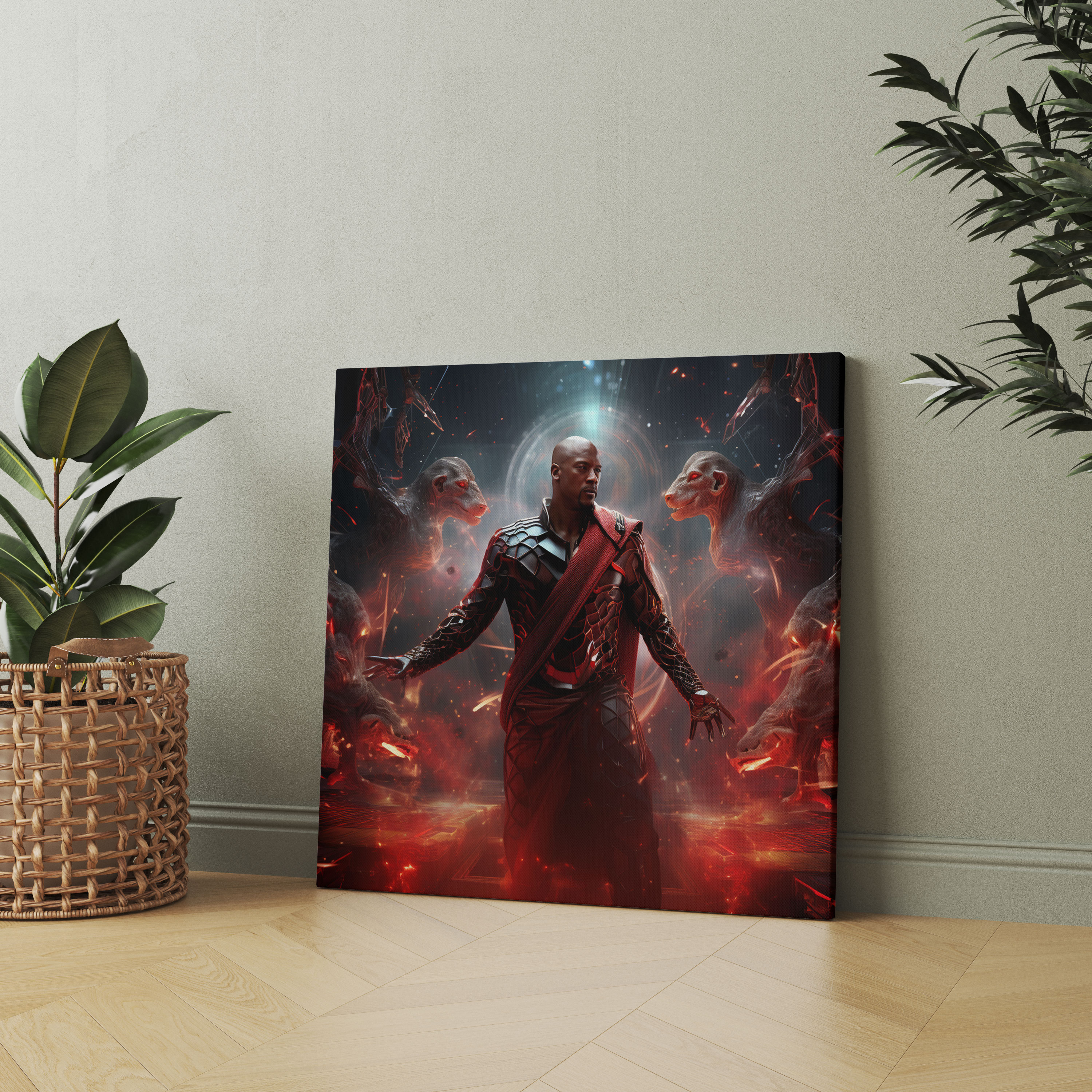 Michael Jordan Wall Decoration - Futuristic Digital Art Canvas Print - Micheal Jordan, Futuristic Digital Artwork, Canvas Wall Art, Wall Decoration