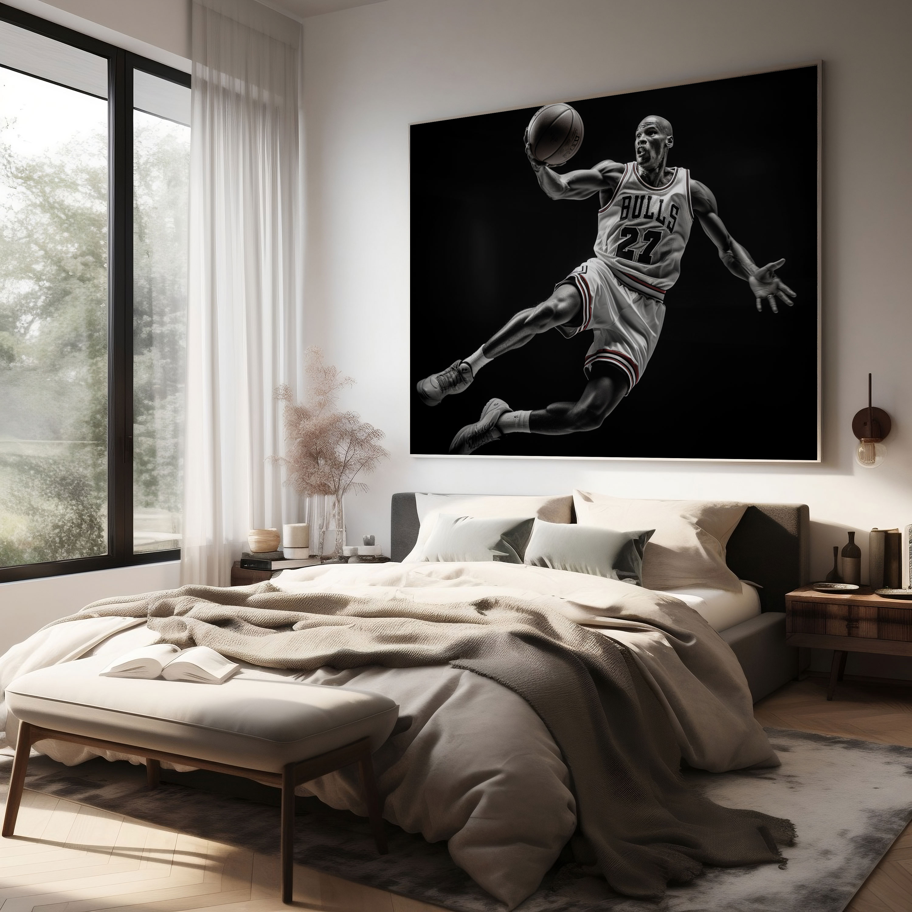 Michael Jordan Canvas Print - Classic Black And White Photograph - Micheal Jordan, Elegant, Canvas Wall Art, Wall Decoration