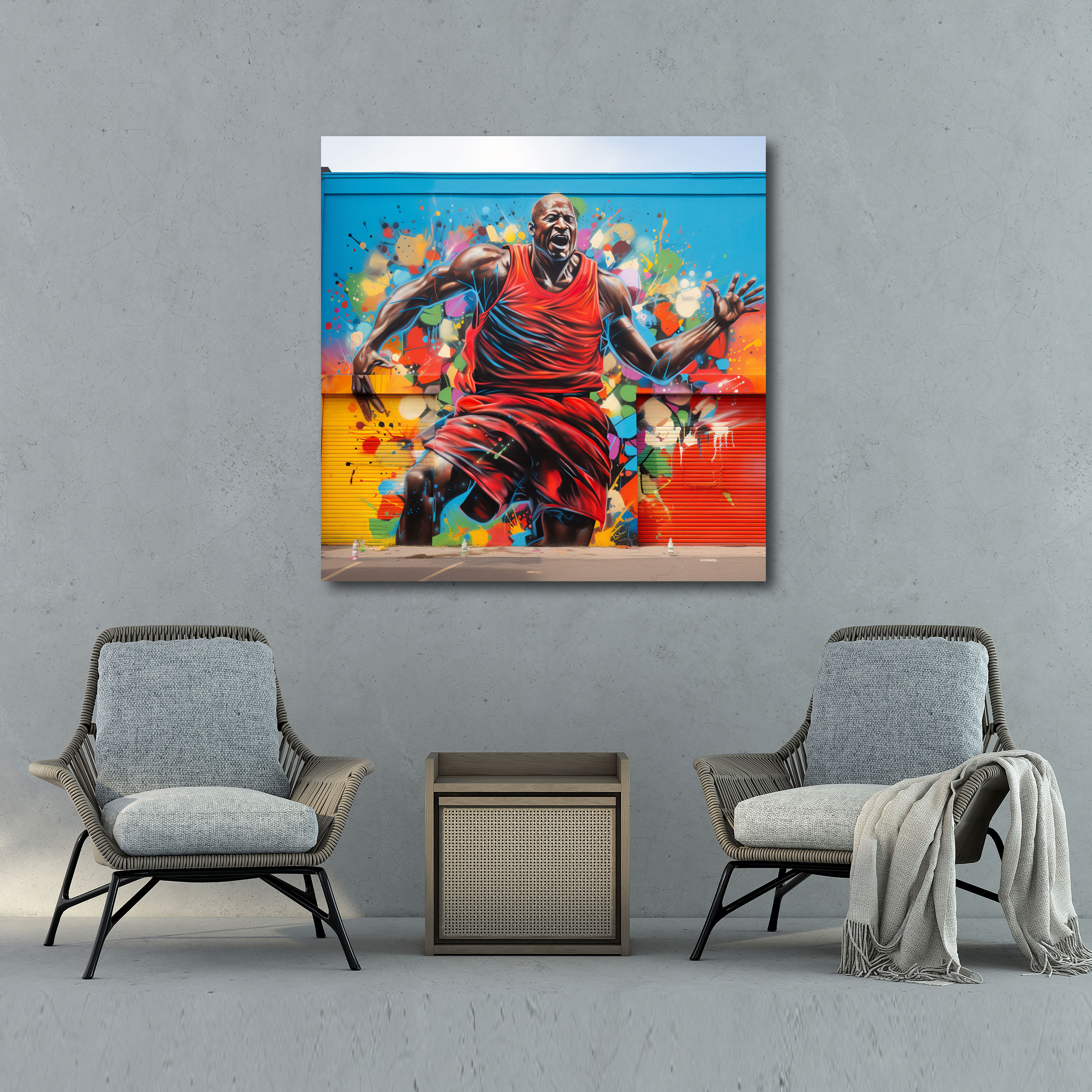 Michael Jordan Wall Art - Street Art-Inspired Graffiti Mural - Micheal Jordan, Home Decoration, Canvas Wall Art, Street Art