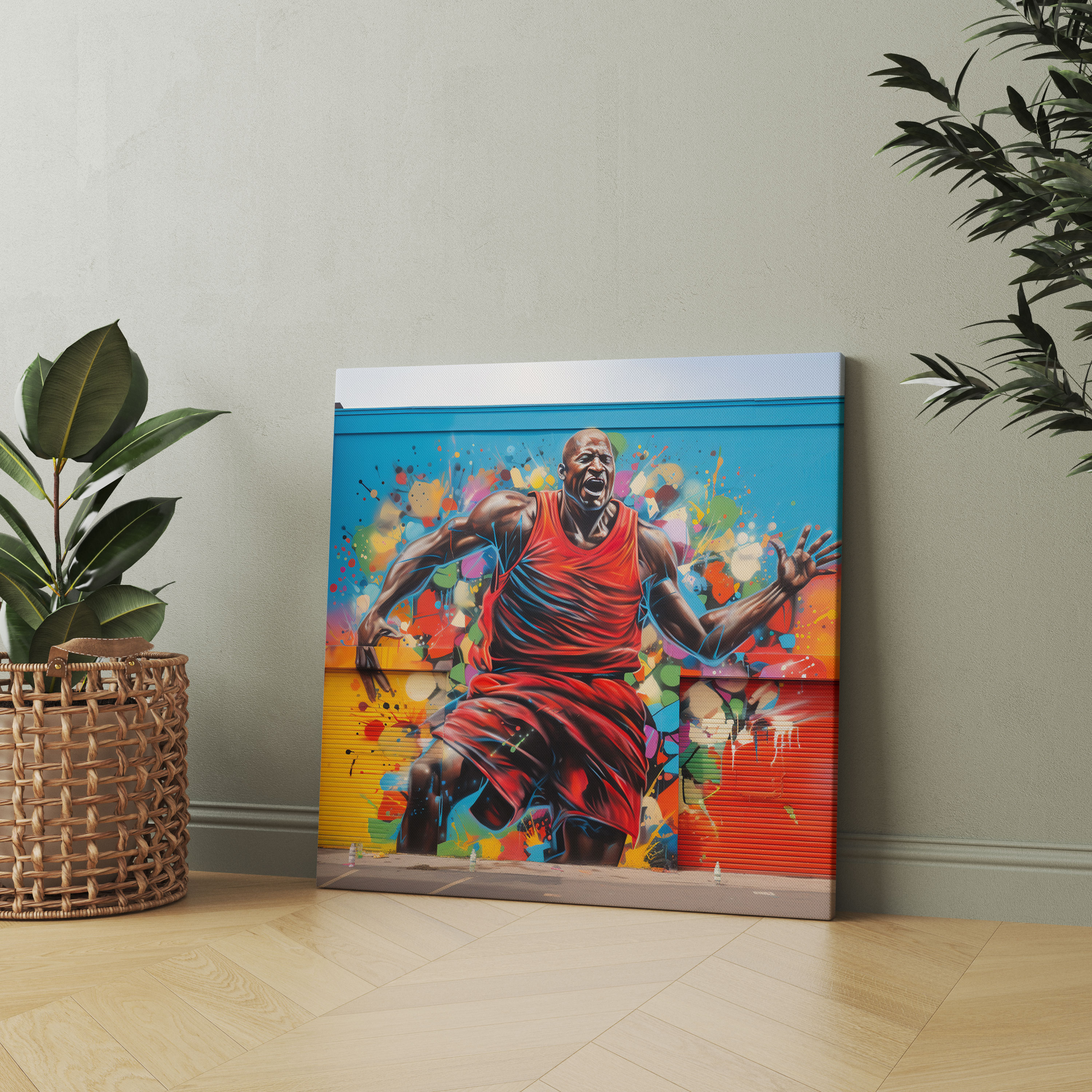 Michael Jordan Wall Art - Street Art-Inspired Graffiti Mural - Micheal Jordan, Home Decoration, Canvas Wall Art, Street Art