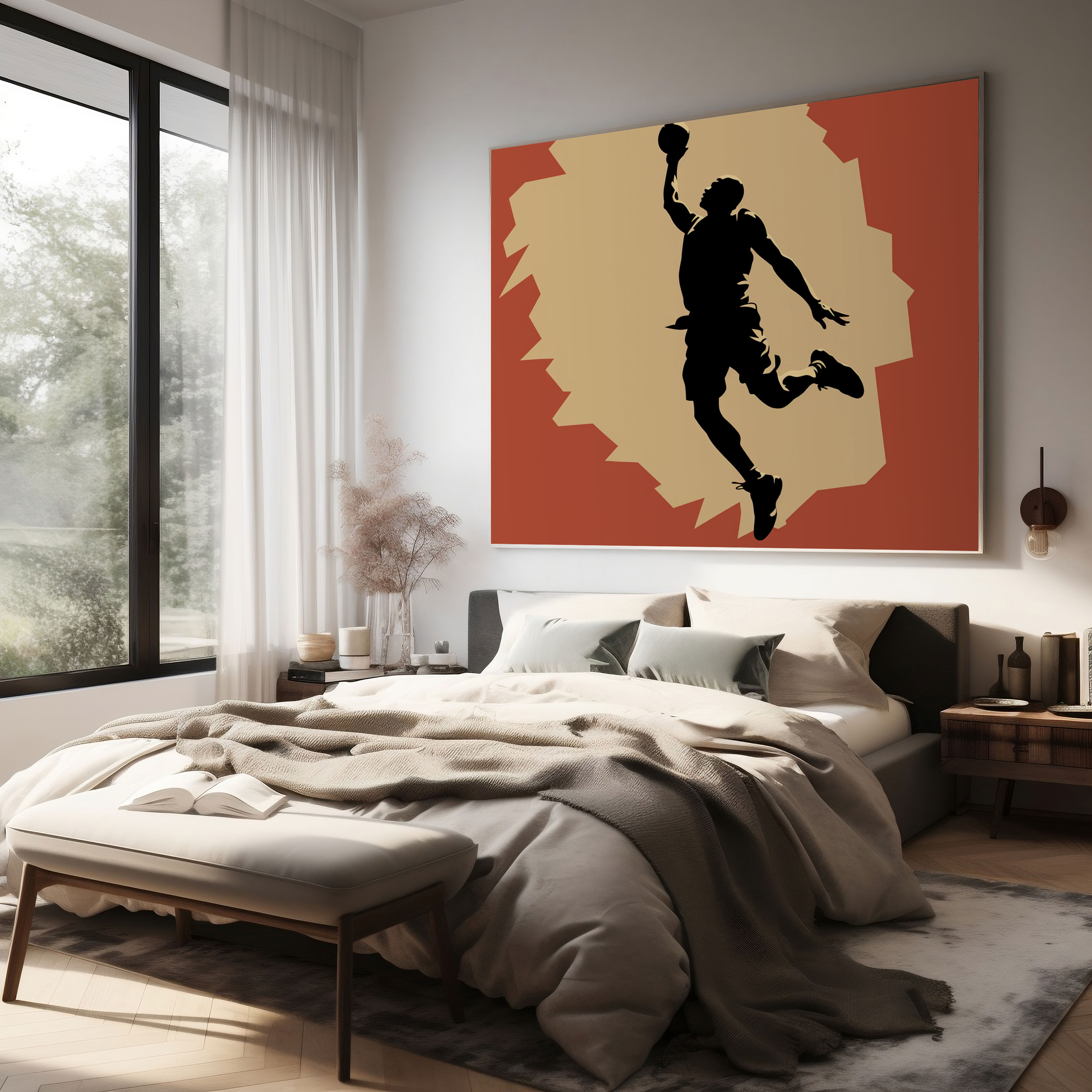 Michael Jordan Wall Decoration - Minimalist Graphic Design - Micheal Jordan, Canvas Wall Art, Gravity-Defying Moves, Silhouette