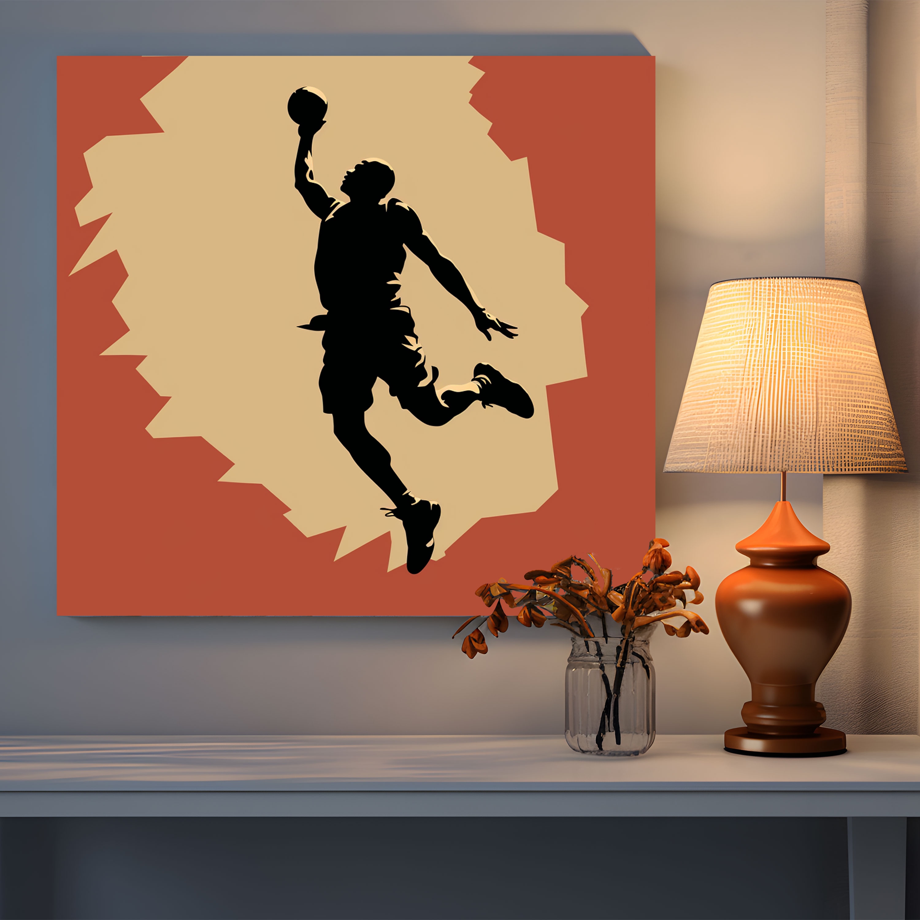 Michael Jordan Wall Decoration - Minimalist Graphic Design - Micheal Jordan, Canvas Wall Art, Gravity-Defying Moves, Silhouette