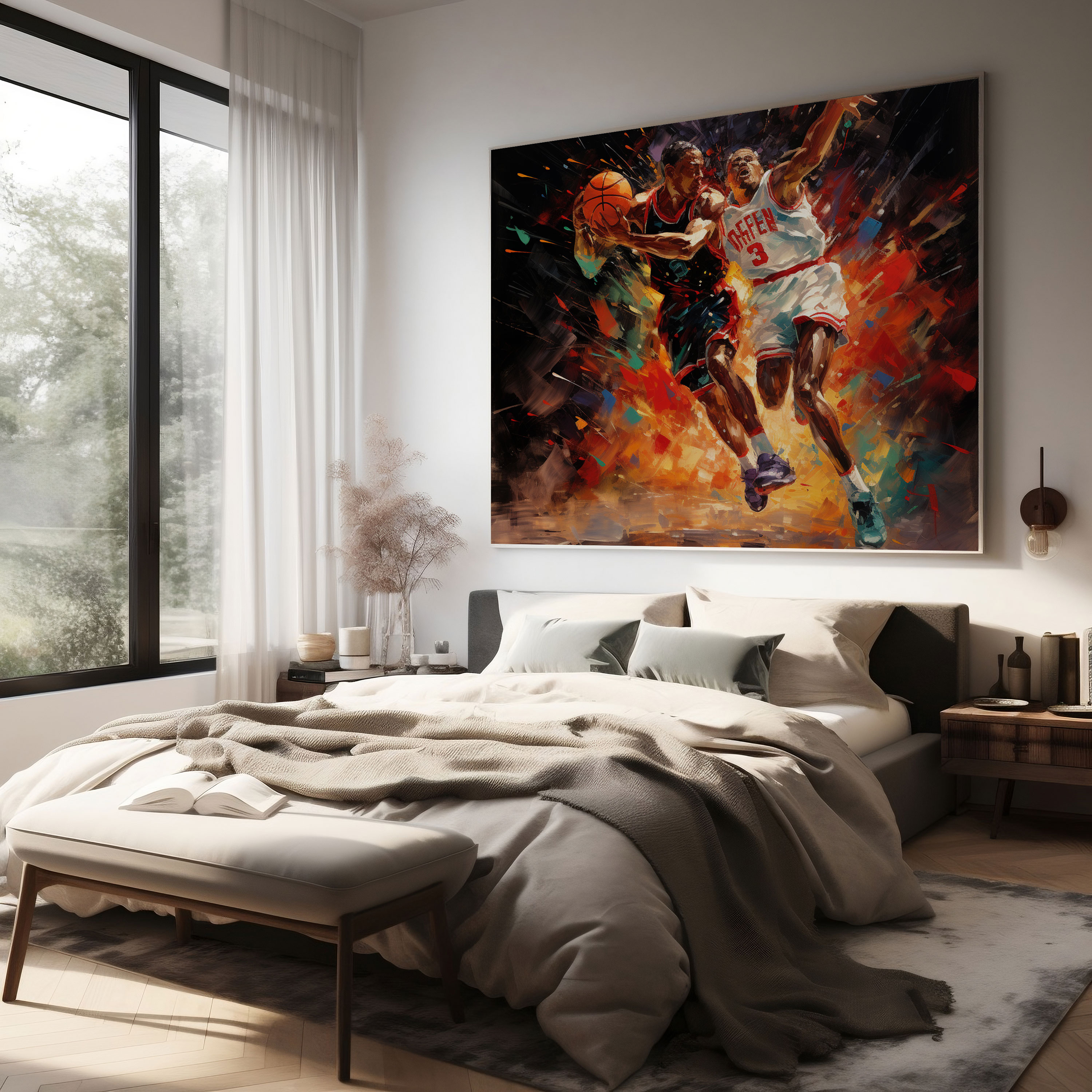 Michael Jordan Wall Art - Impressionist Oil Painting - Micheal Jordan, Canvas Wall Art, Basketball, Michael Jordan