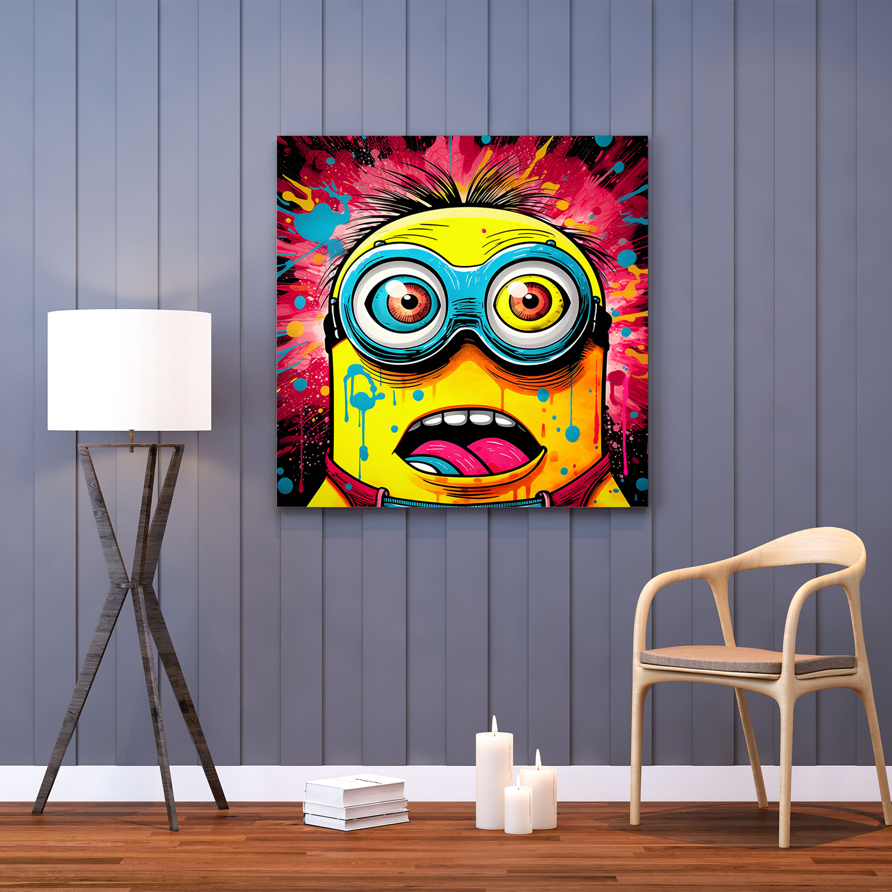 Minions Pop Art Kanvas Tablo - Minions Çizgi Roman Tarzı Ev Dekorasyonu