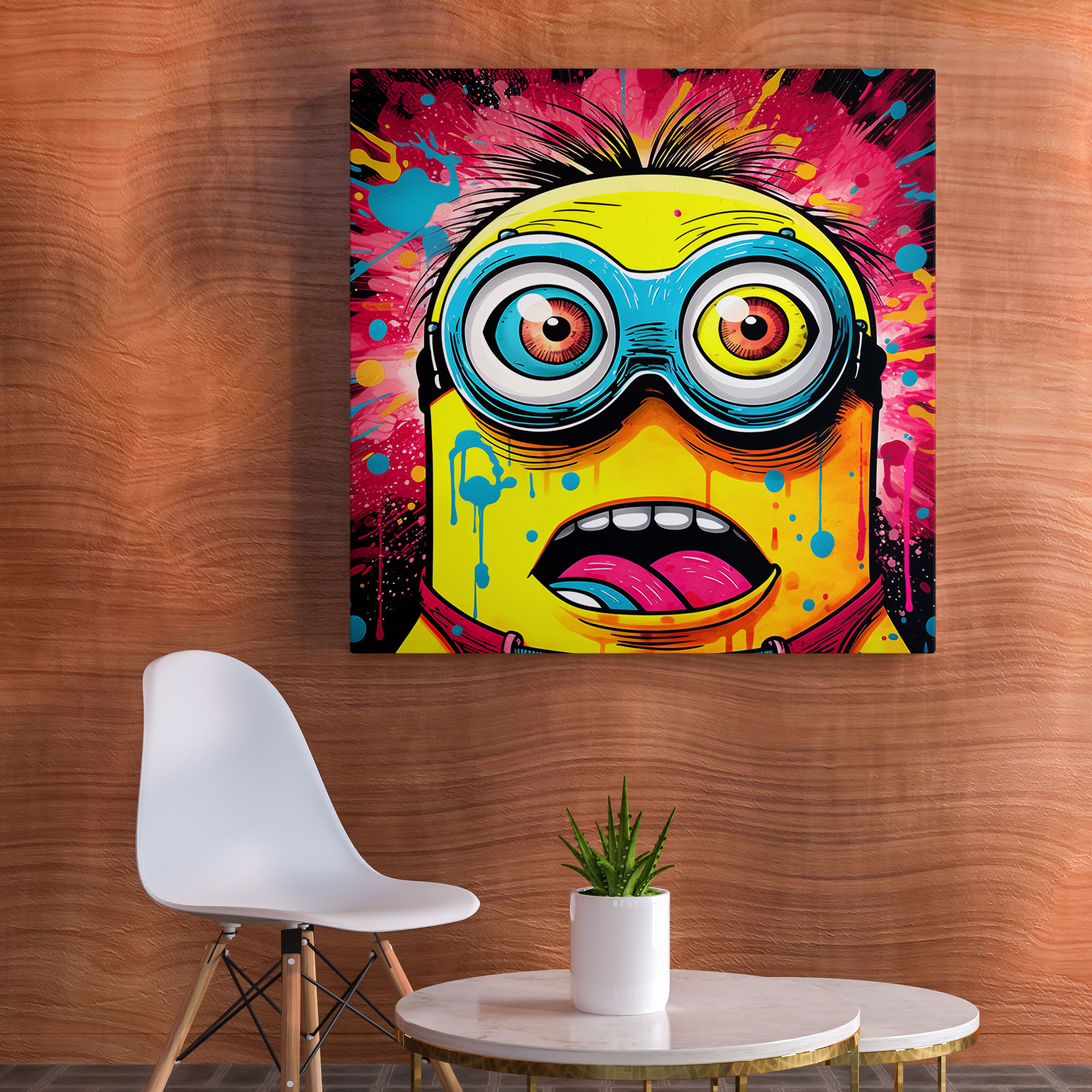 Minions Pop Art Kanvas Tablo - Minions Çizgi Roman Tarzı Ev Dekorasyonu