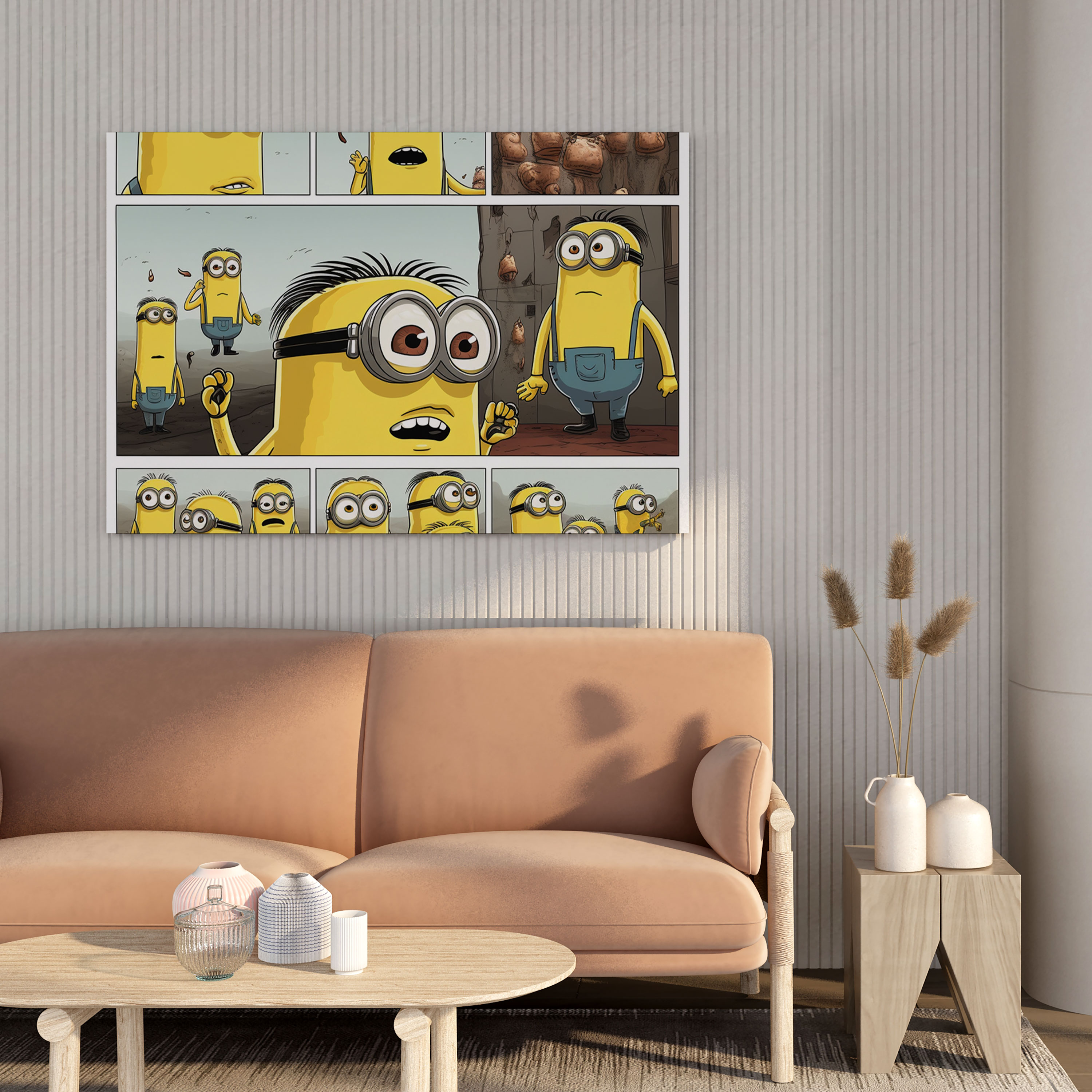 Minions Comic Strip Canvas Print - Minions, Wall Art, Comic Strip Illustration, Canvas Print