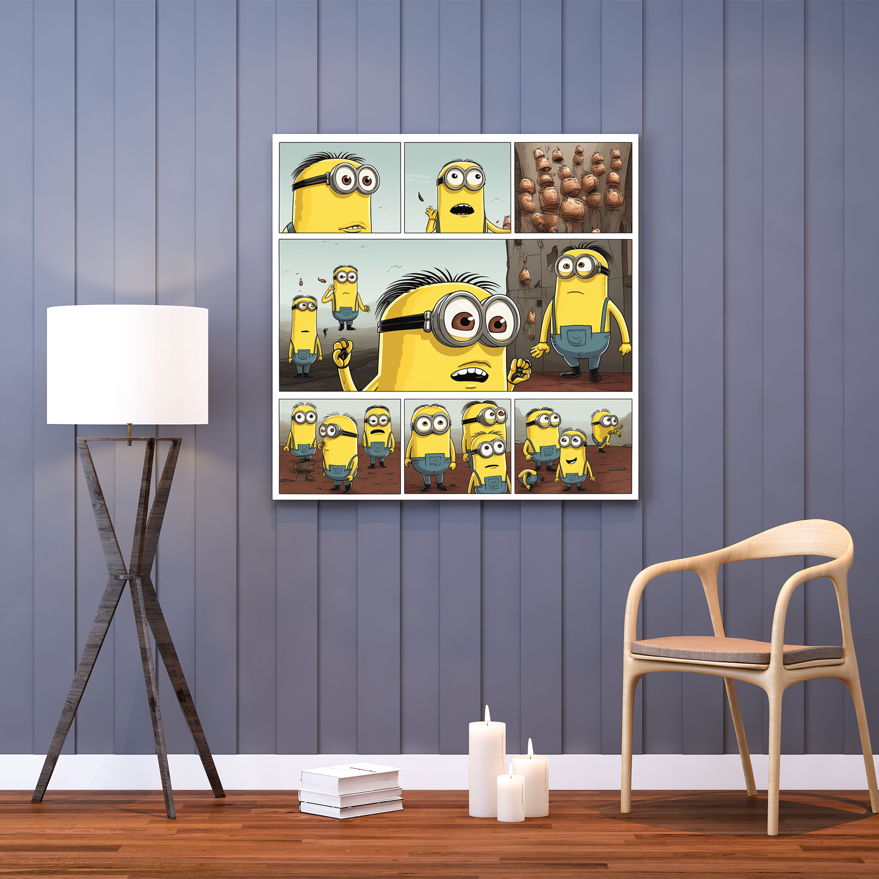Minions Comic Strip Canvas Print - Minions, Wall Art, Comic Strip Illustration, Canvas Print