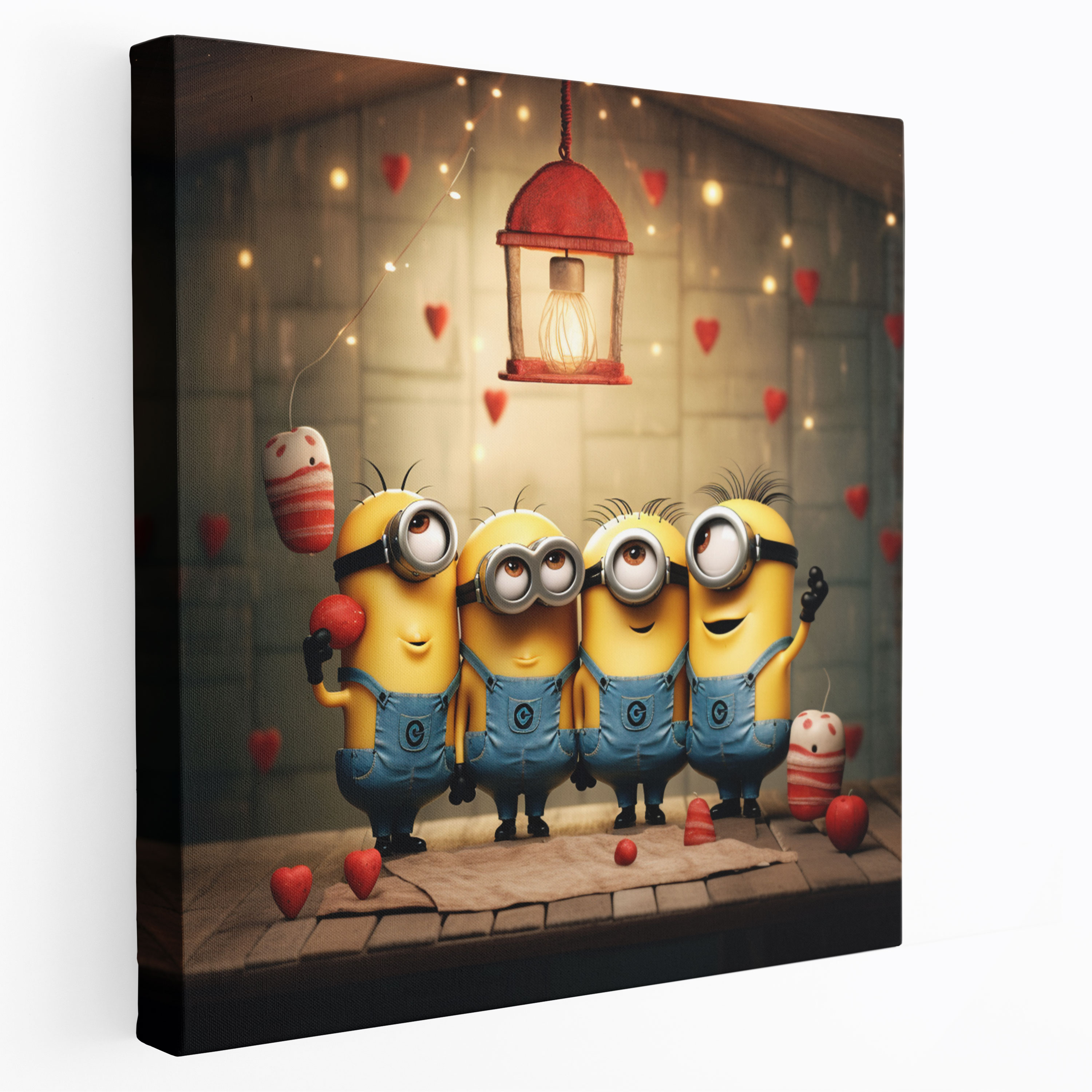 Minions Sevgi Duvar Sanatı - Minions Yürek Isıtan Dostluk Kanvas Tablo