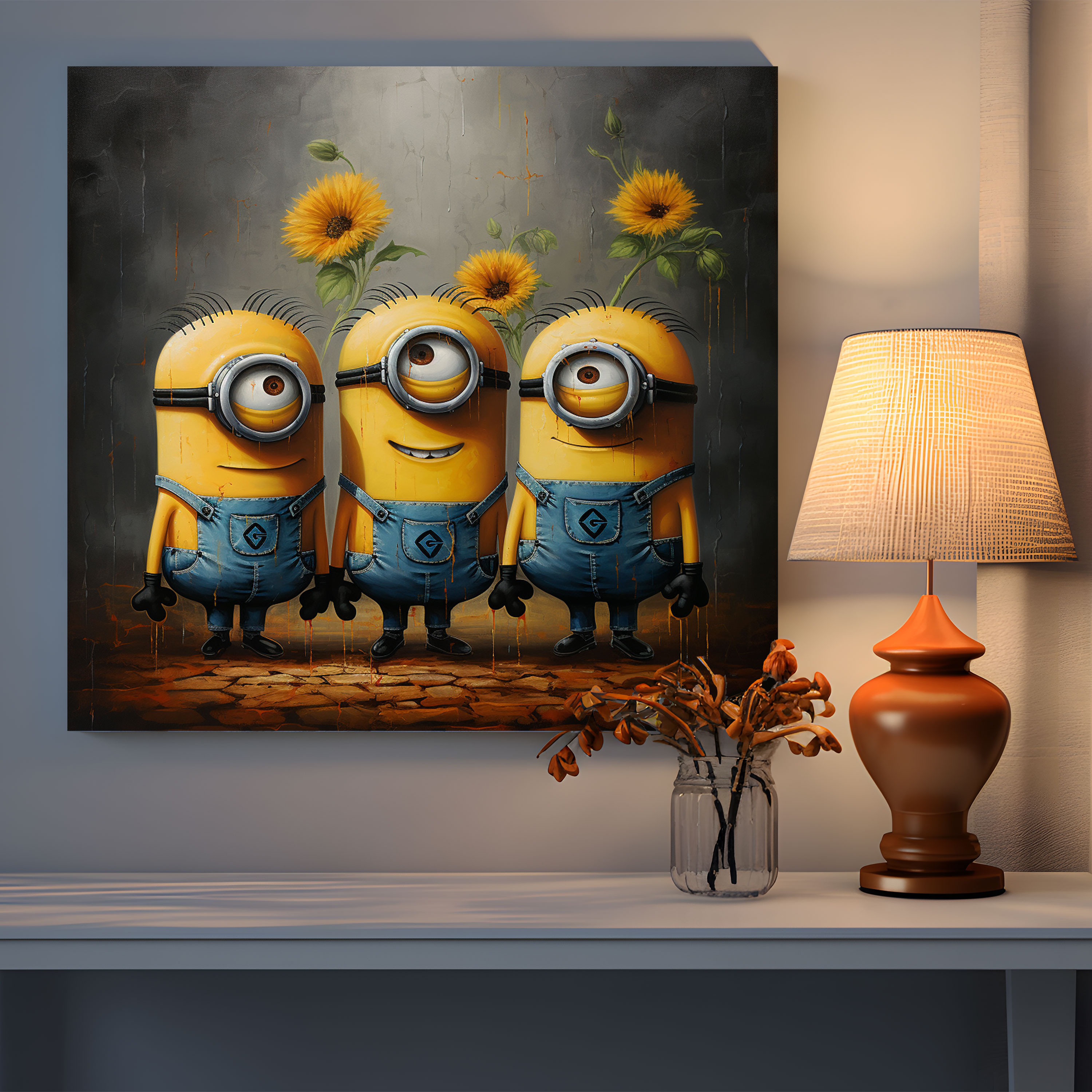 Sanatkar Minions Kanvas Tablo - Minions Resim Duvar Dekorasyonu Sanatsal