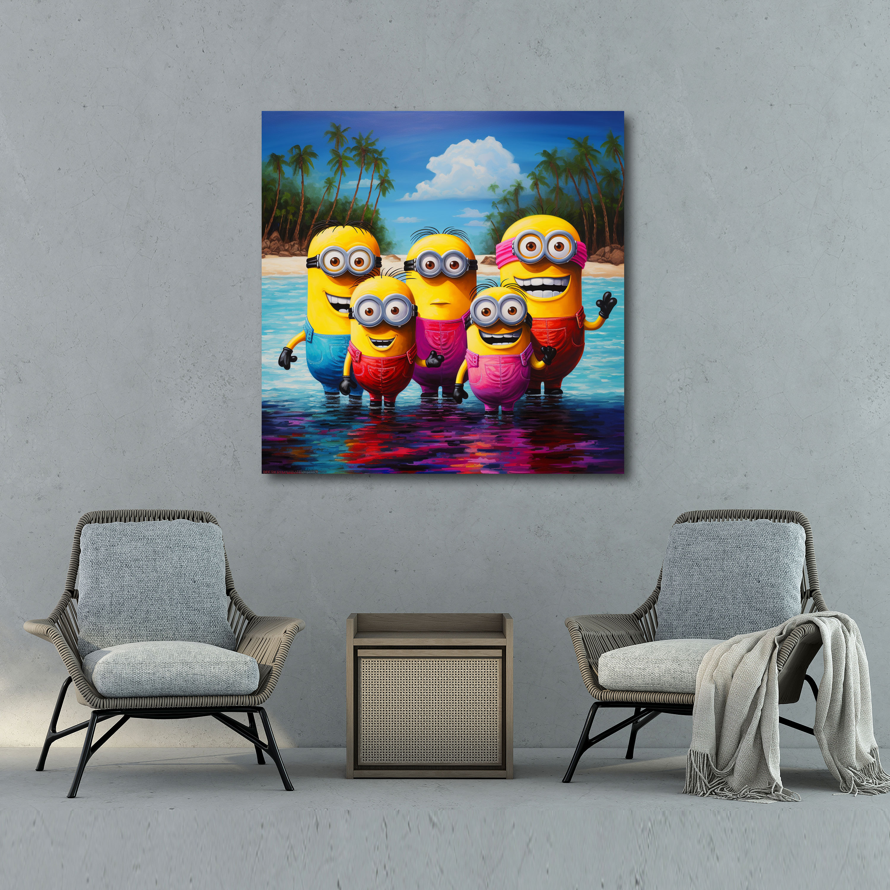 Minions Canvas Print - Fun Beach Party - Minions, Canvas Print, Beach, Home Decoration