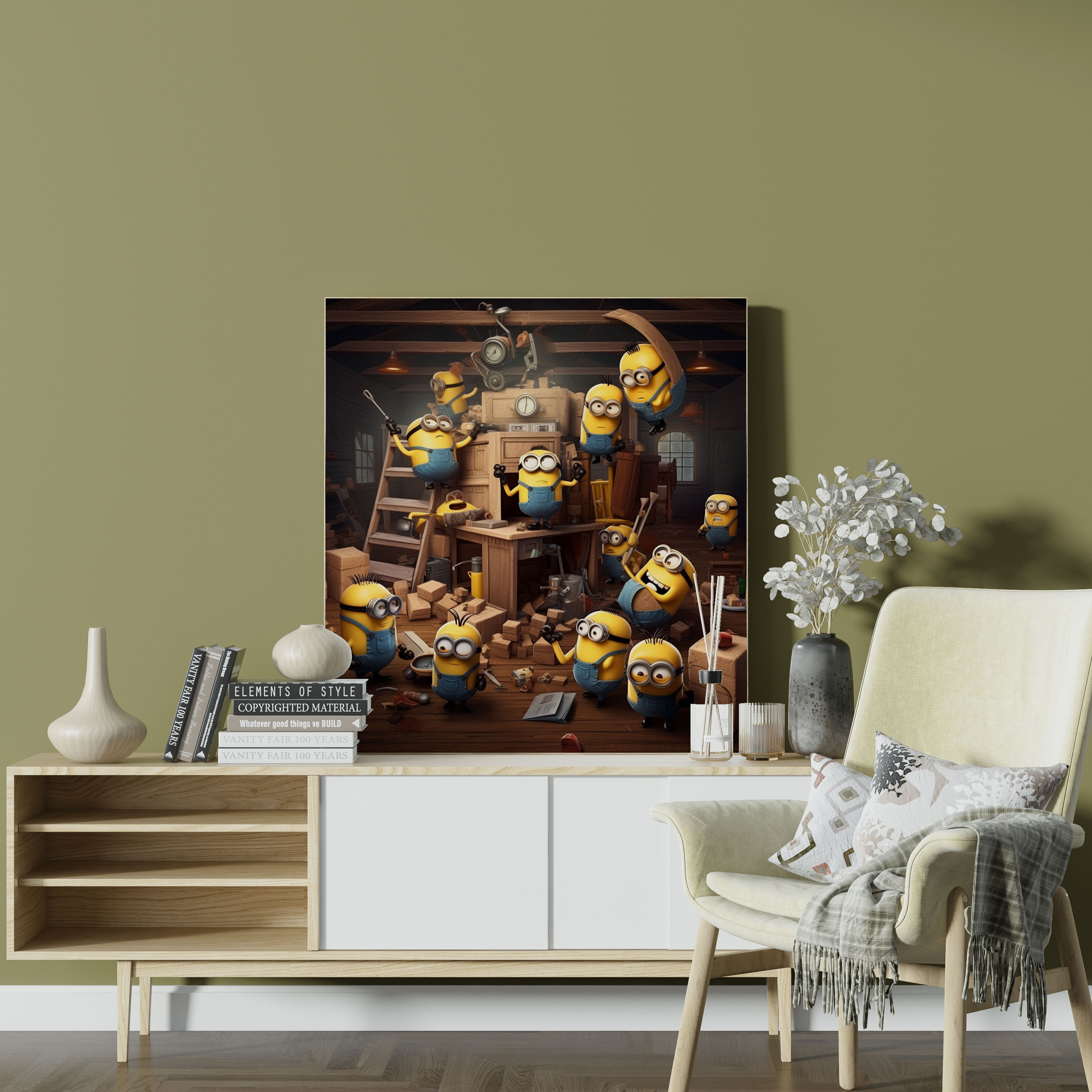 Minions Wall Art - Furniture Assembly Chaos - Minions, Chaos, Furniture Assembly, Canvas Wall Art