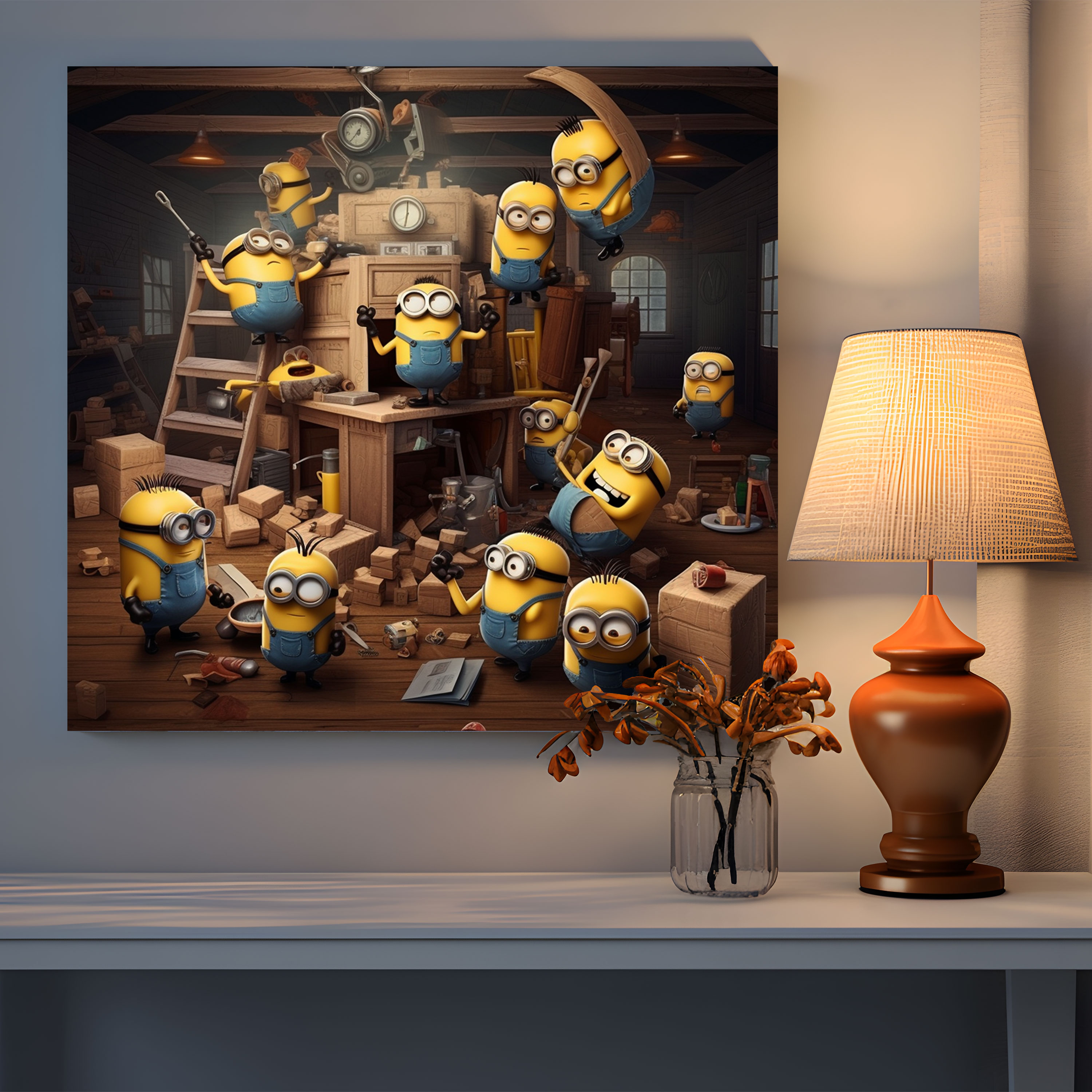 Minions Wall Art - Furniture Assembly Chaos - Minions, Chaos, Furniture Assembly, Canvas Wall Art