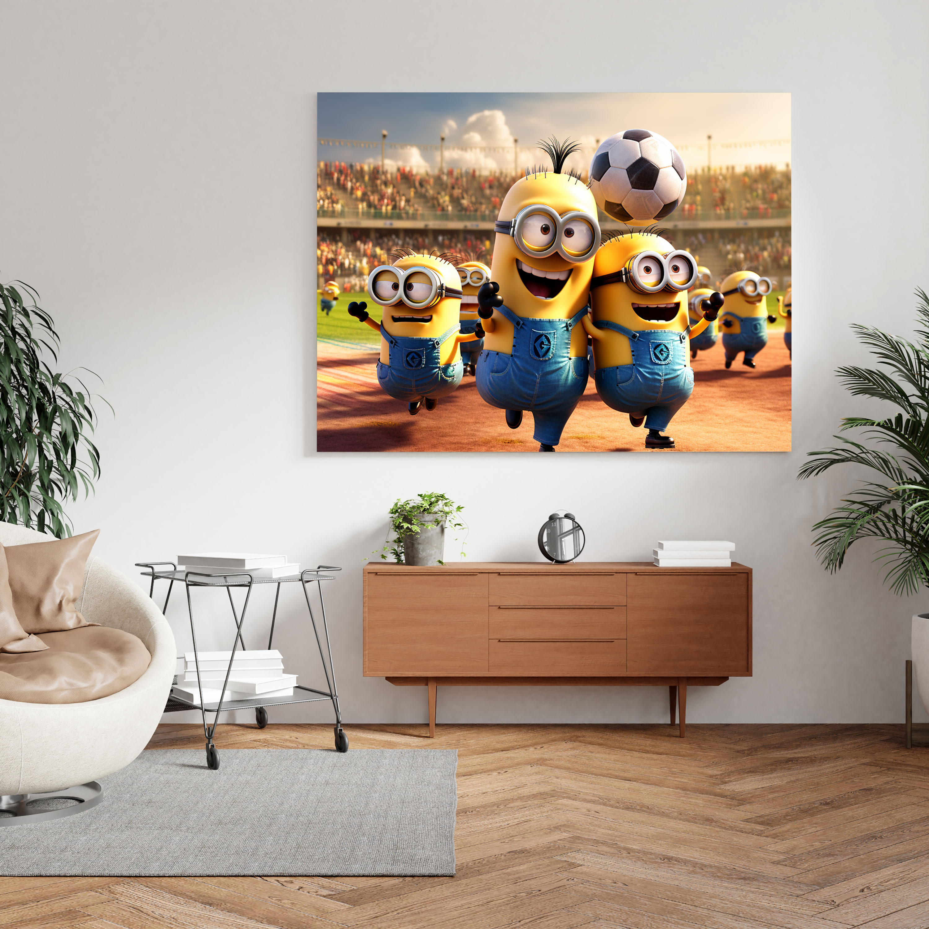 Minions Duvar Sanatı - Futbol Çılgınlığı - Enerjik Minions Kanvas Tablo