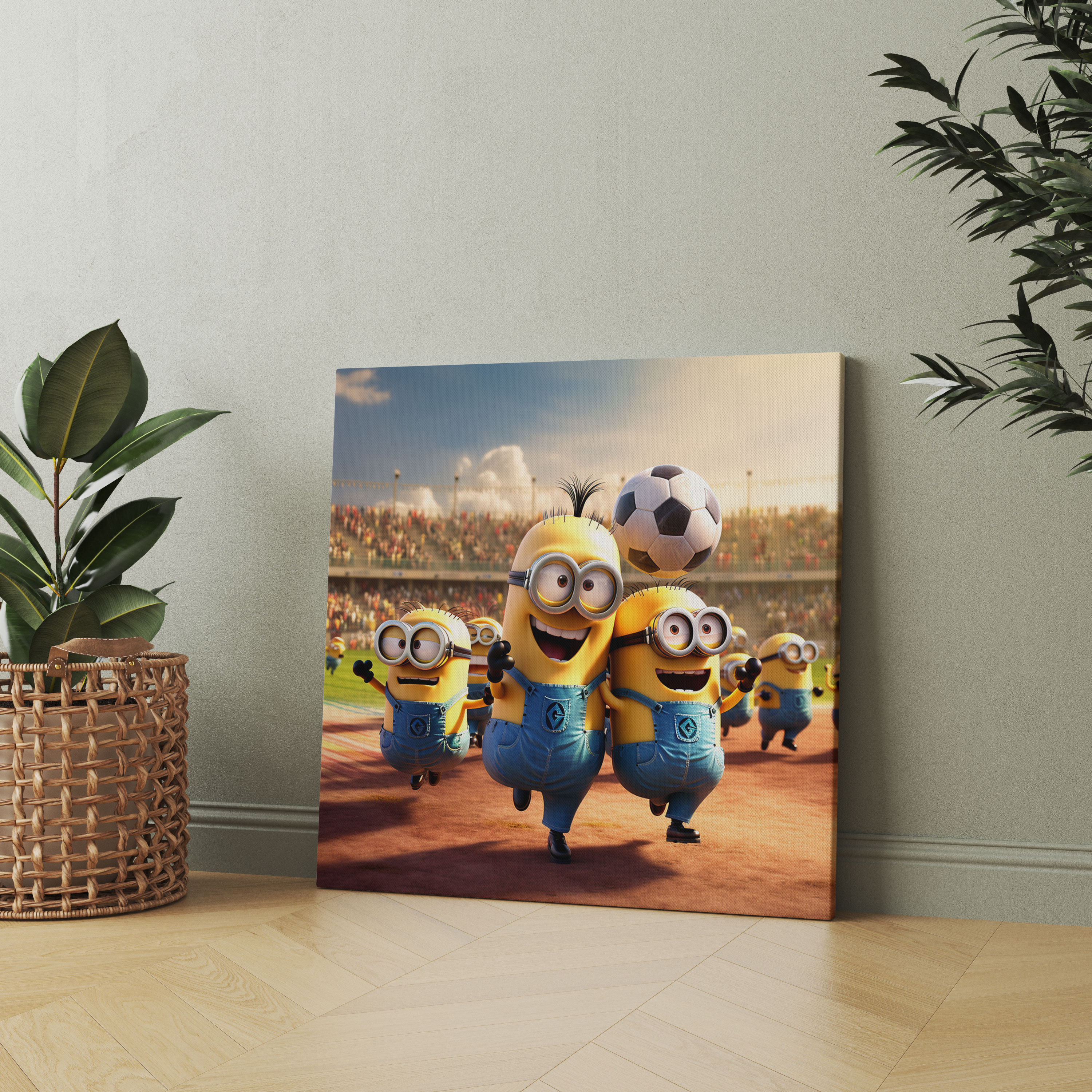 Minions Duvar Sanatı - Futbol Çılgınlığı - Enerjik Minions Kanvas Tablo
