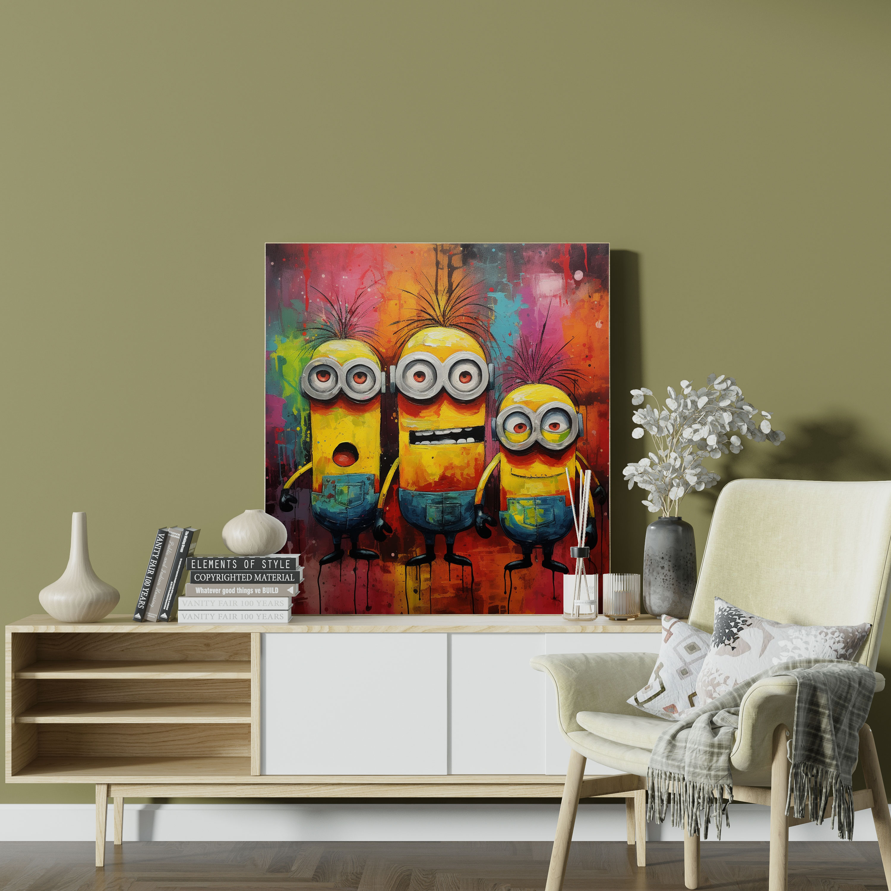 Minions Wall Decoration - Abstract Painting Canvas Print - Minions, Poses, Wall Art, Home Decoration