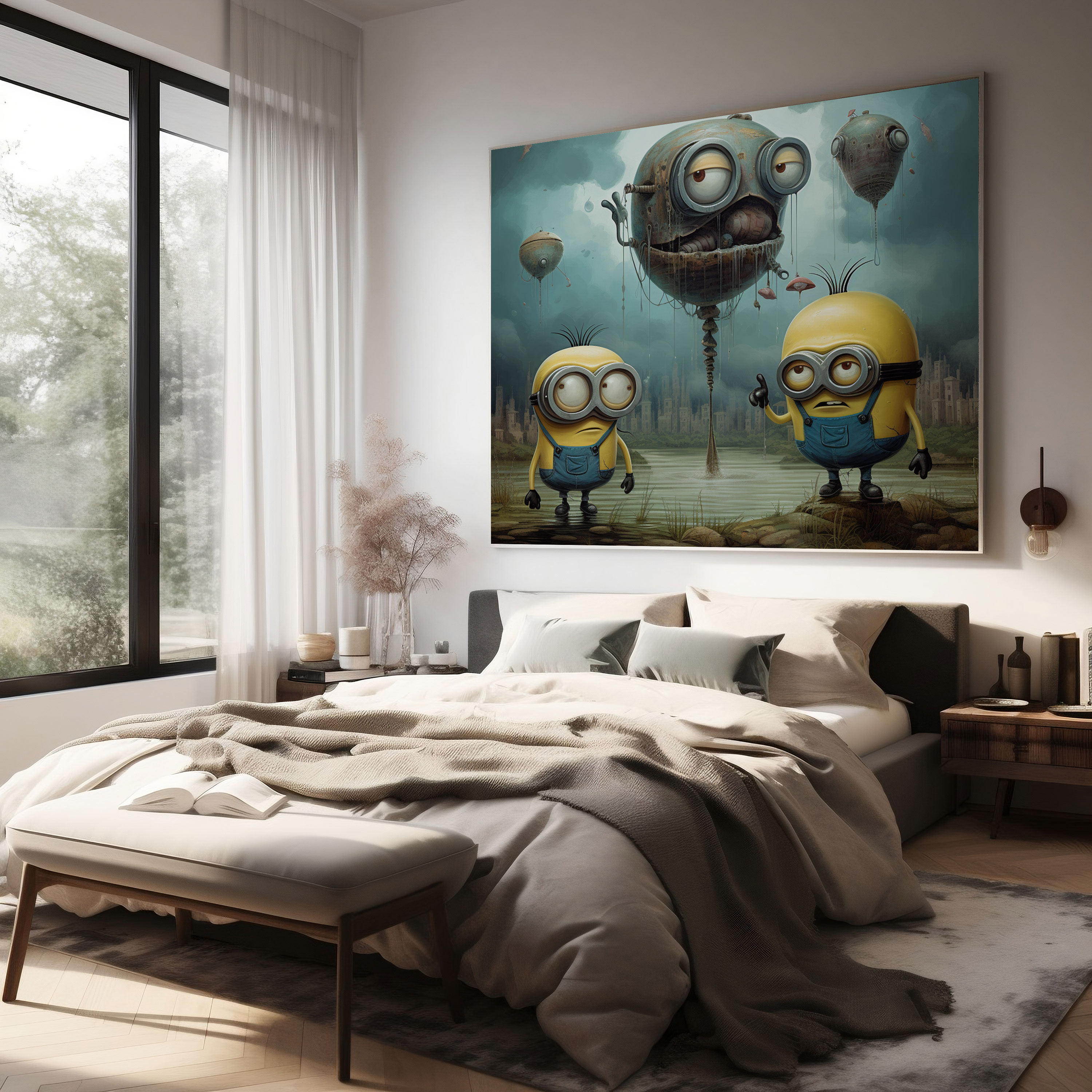 Minions Wall Decoration - Surrealist Canvas Print - Minions, Dreamlike Landscape, Home Decoration, Canvas Print