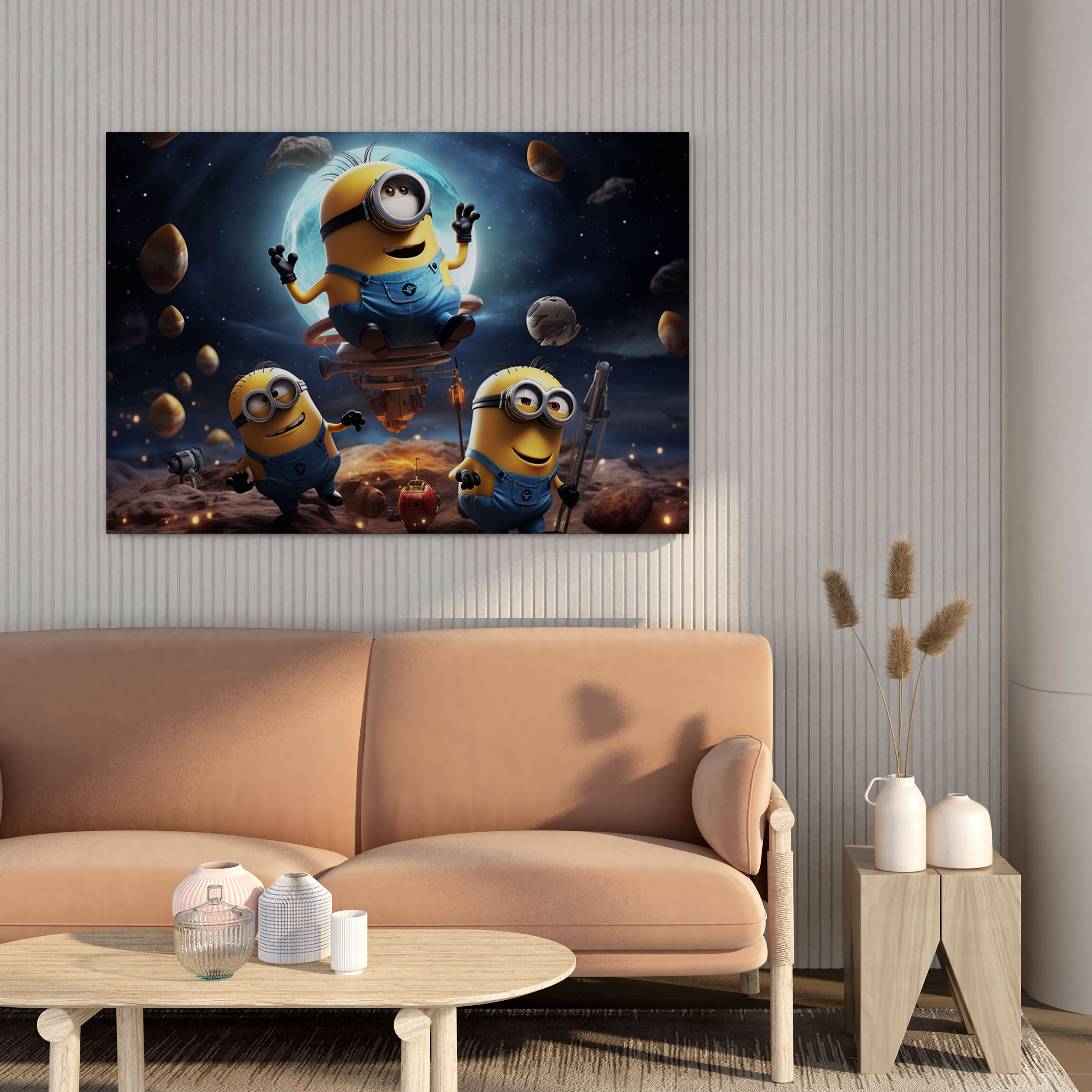 Minionlar Kanvas Tablo Sanatı - Minionlar Uzayda - Yüksek Kaliteli Kanvas Baskı - Minionlar Yıldızlar Ev Dekorasyonu
