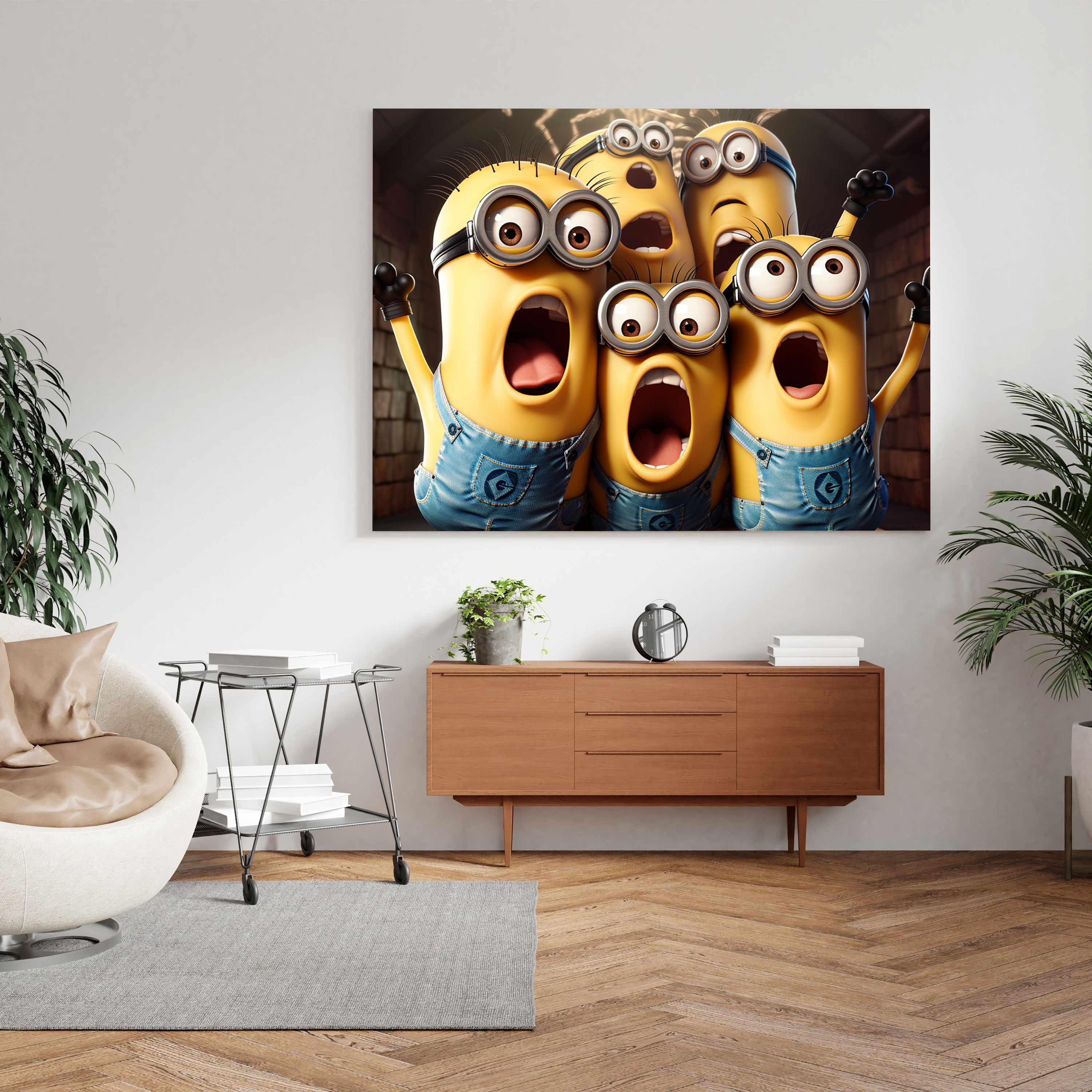 Minions Karikatür Kanvas Tablo - Minions Jestler Eğlence Mizah