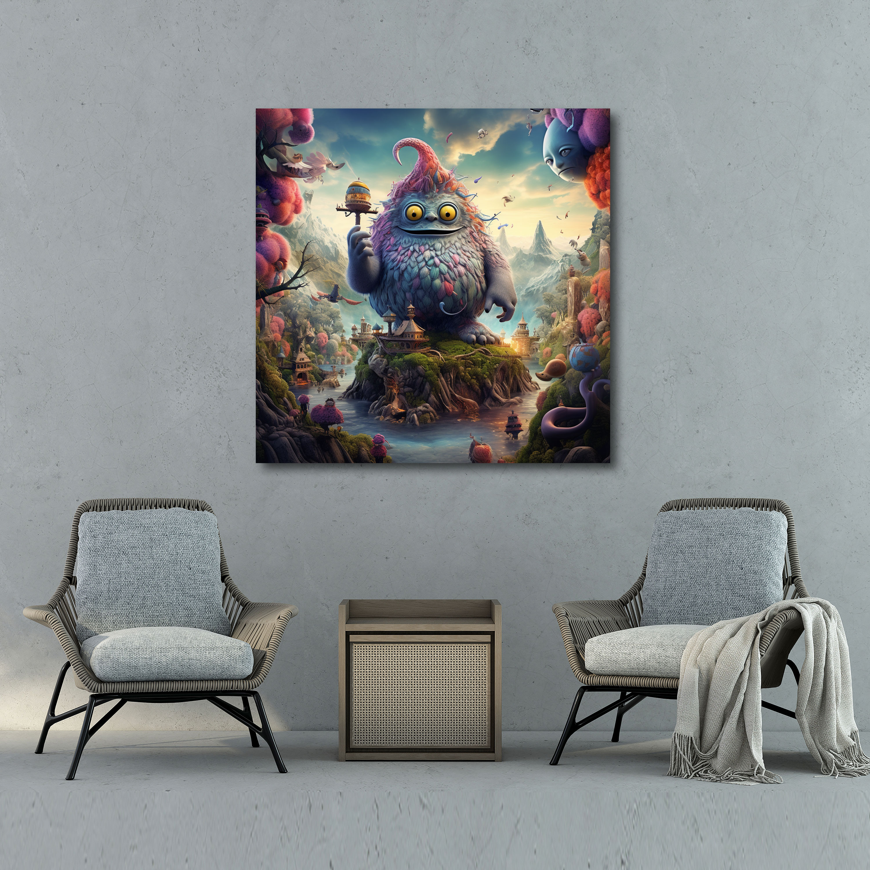Minions Fantasy Canvas Print - Minions, Landscapes, Canvas Wall Art, Home Decoration
