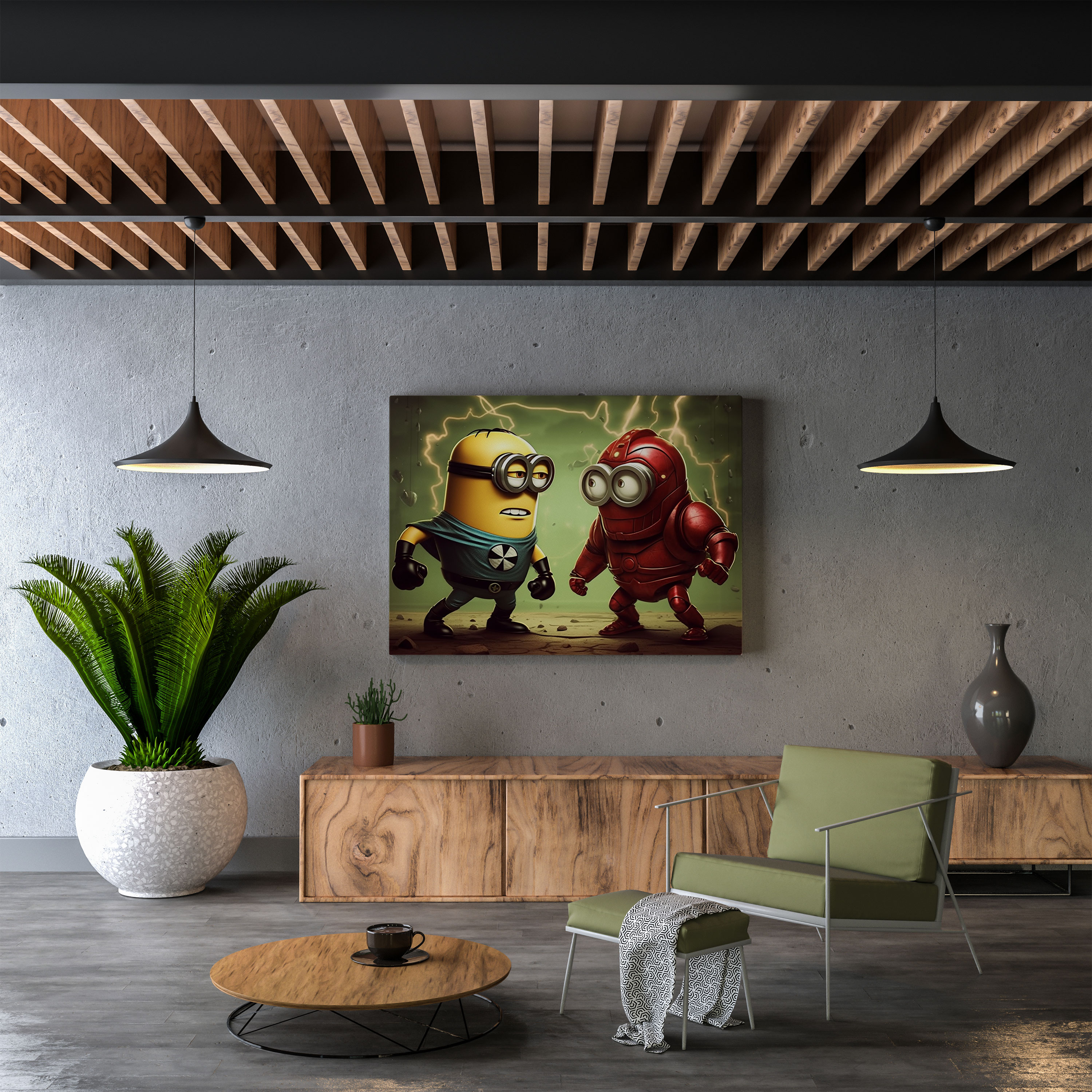 Minions Duvar Sanatı - Çizgi Roman Savaşı - Duvar Dekorasyonu Ev Dekorasyonu