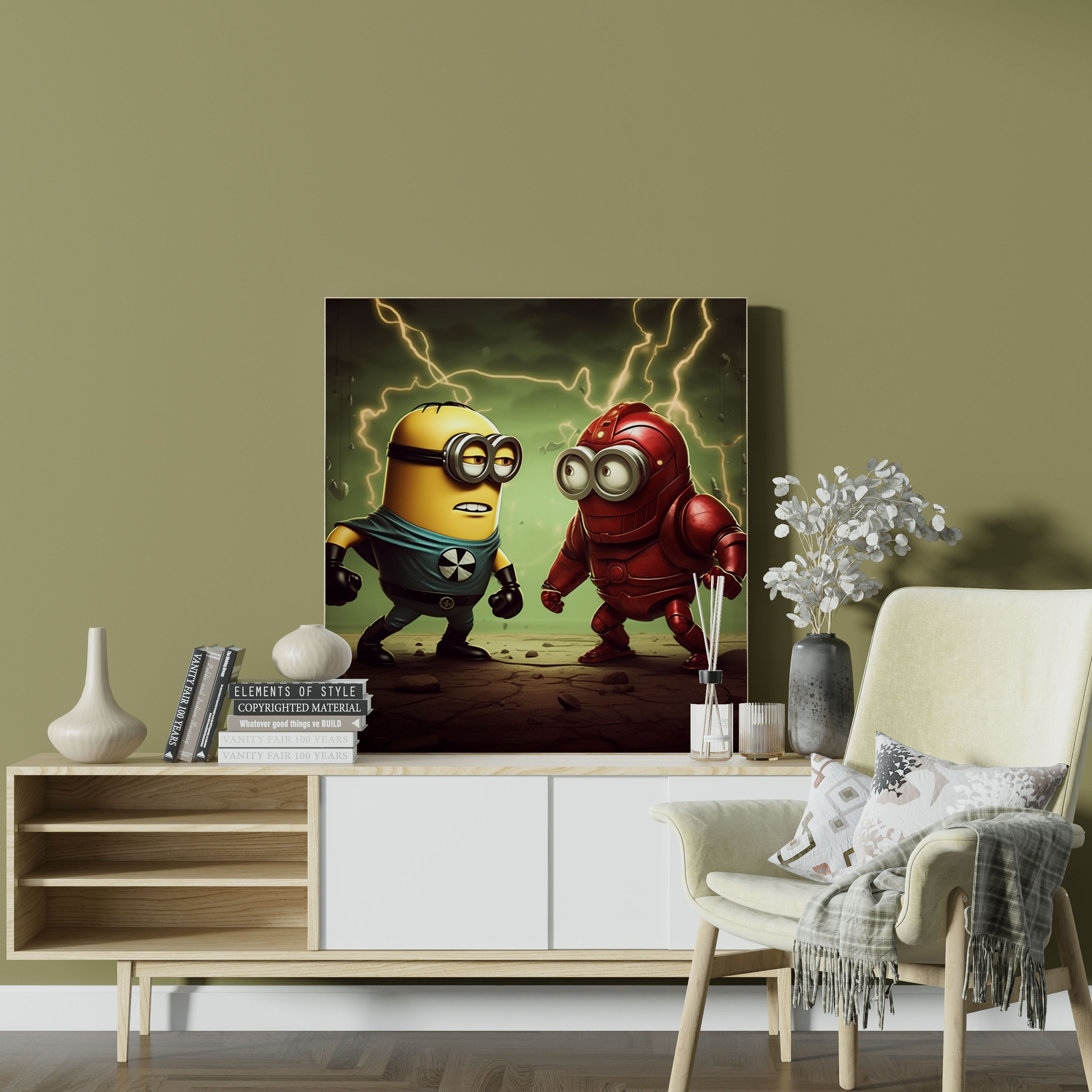Minions Duvar Sanatı - Çizgi Roman Savaşı - Duvar Dekorasyonu Ev Dekorasyonu