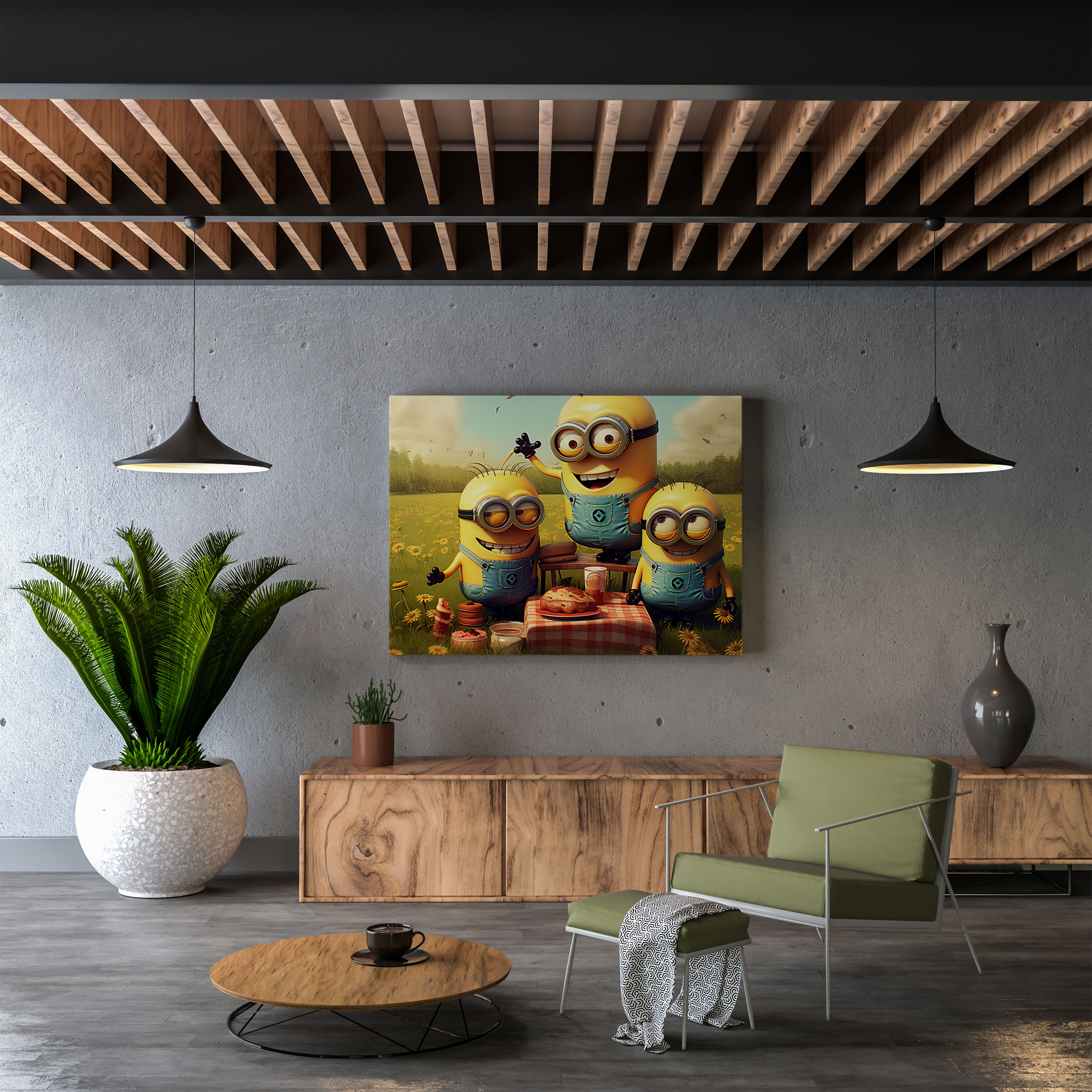Minions Canvas Print - Cartoon-Style Illustration Wall Art - Minions, Canvas Print, Home Decoration, Wall Art