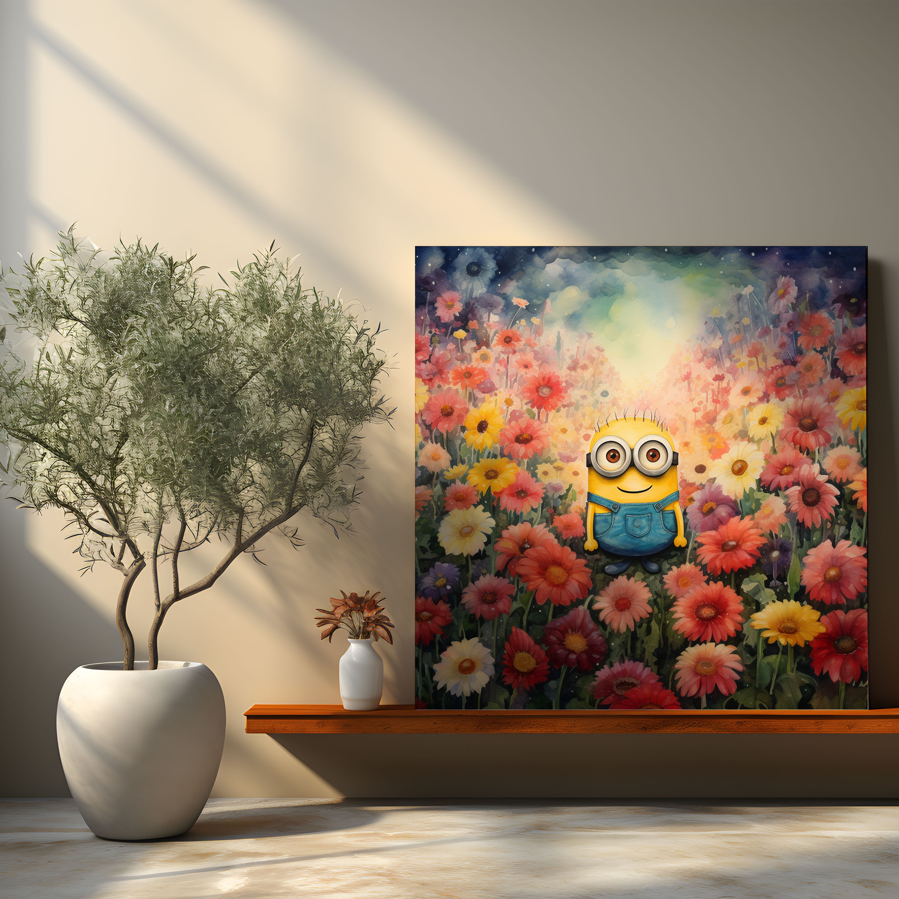Minions Canvas Print - Whimsical Watercolor Wall Art - Minions, Colorful Flowers, Wall Art, Home Decoration