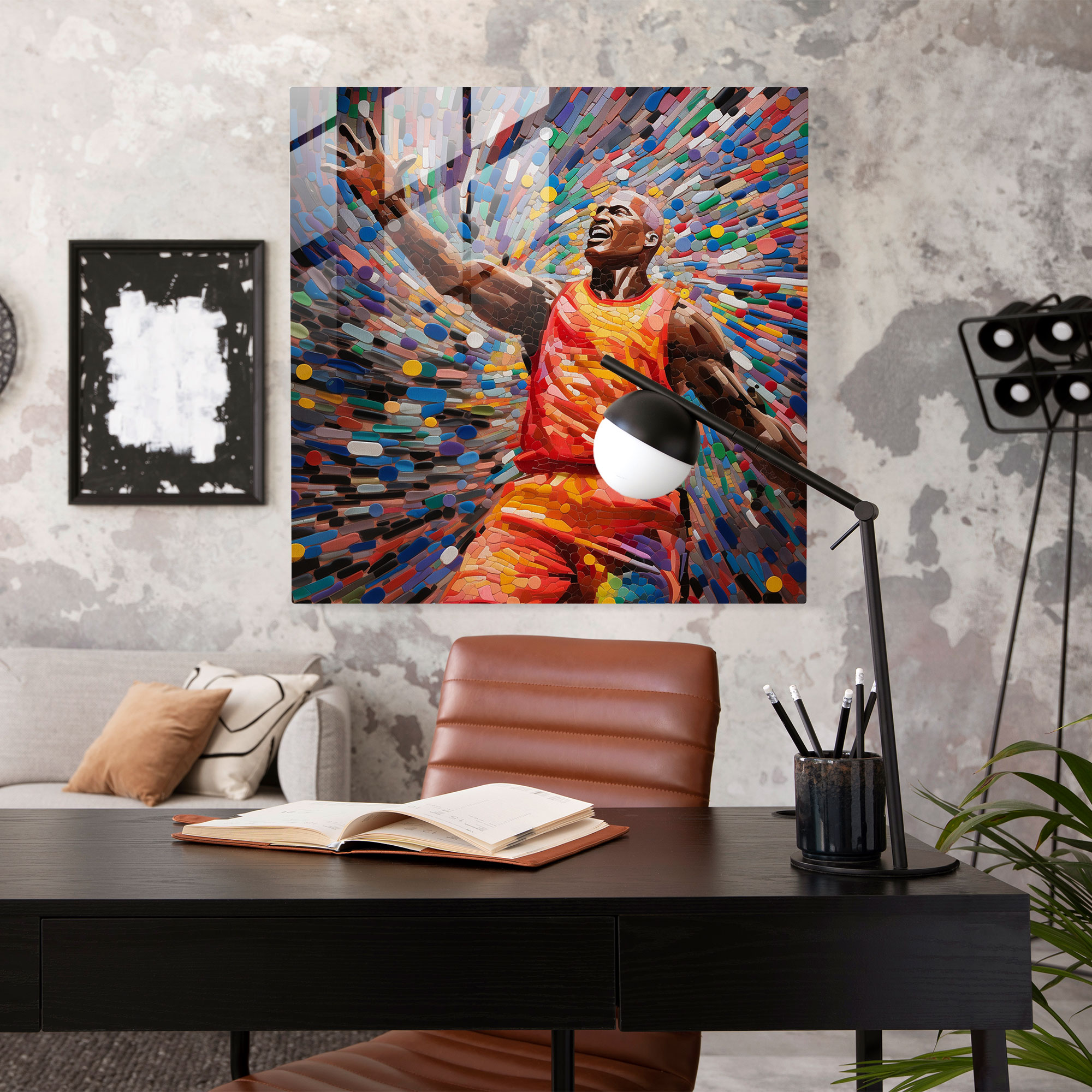 Michael Jordan Glass Print - Vibrant Mosaic Art - Micheal Jordan, Glass Print, Glass Wall Art, Home Decoration