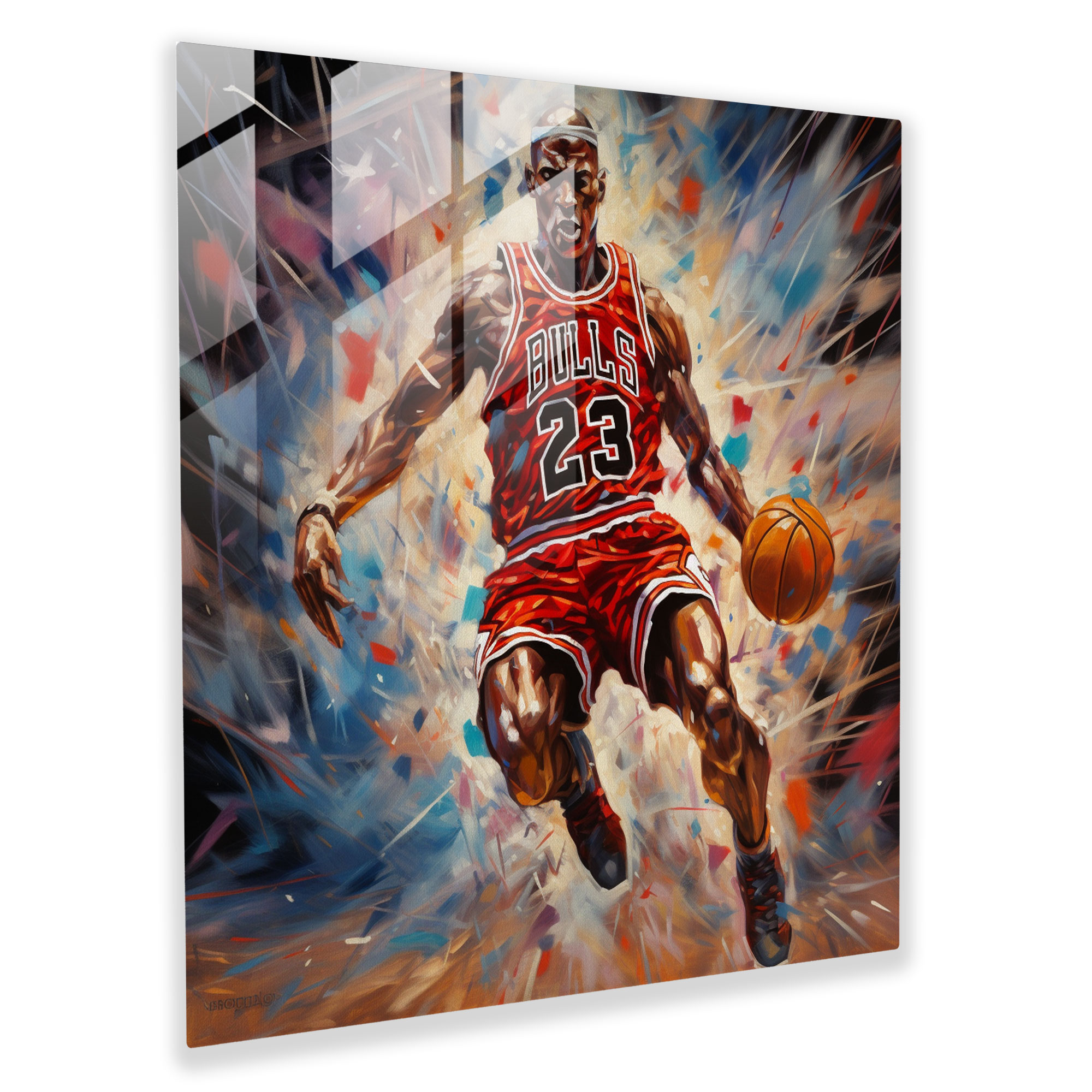 Michael Jordan Glass Print - Captivating Painting - Micheal Jordan, Michael Jordan, Home Decoration, Basketball