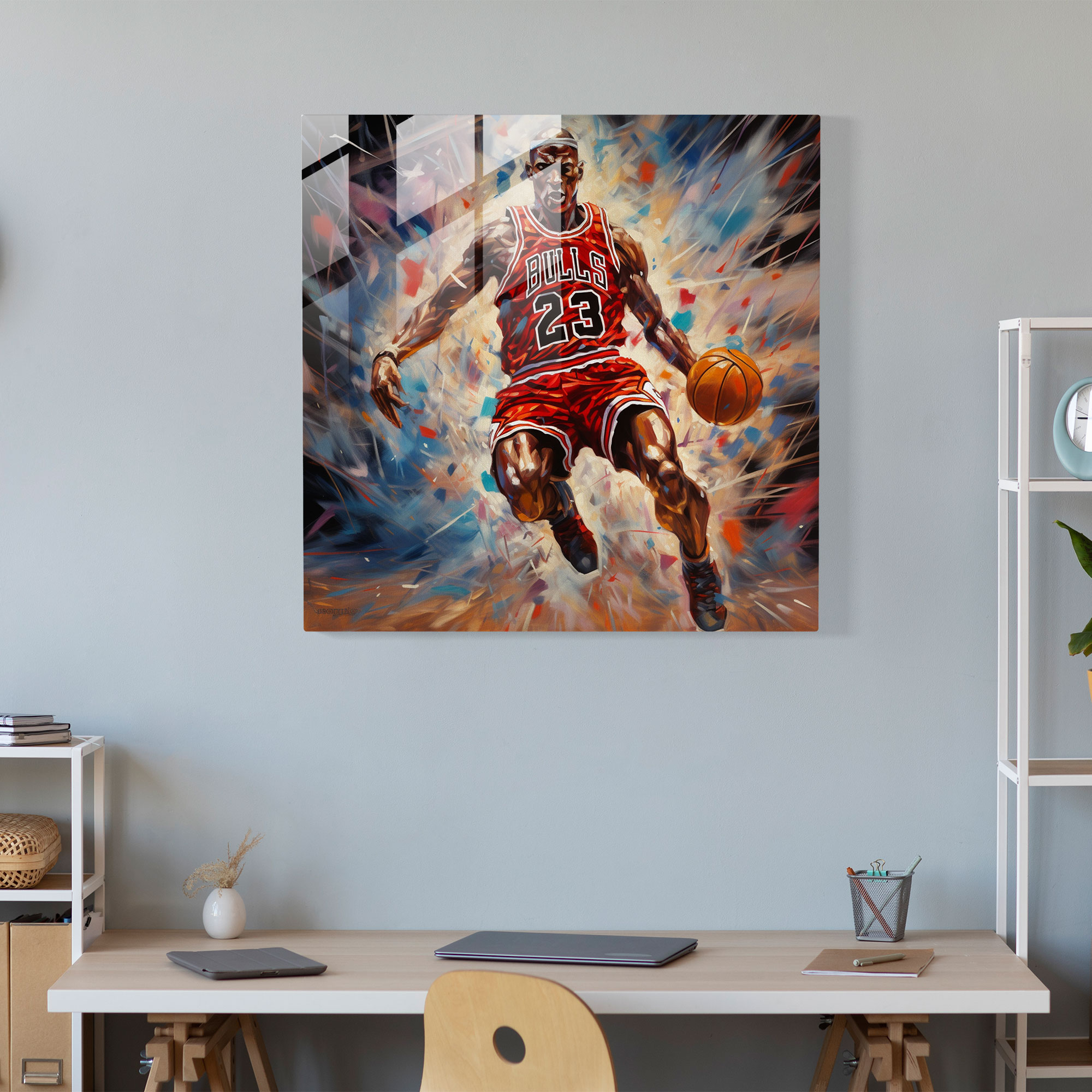 Michael Jordan Glass Print - Captivating Painting - Micheal Jordan, Michael Jordan, Home Decoration, Basketball