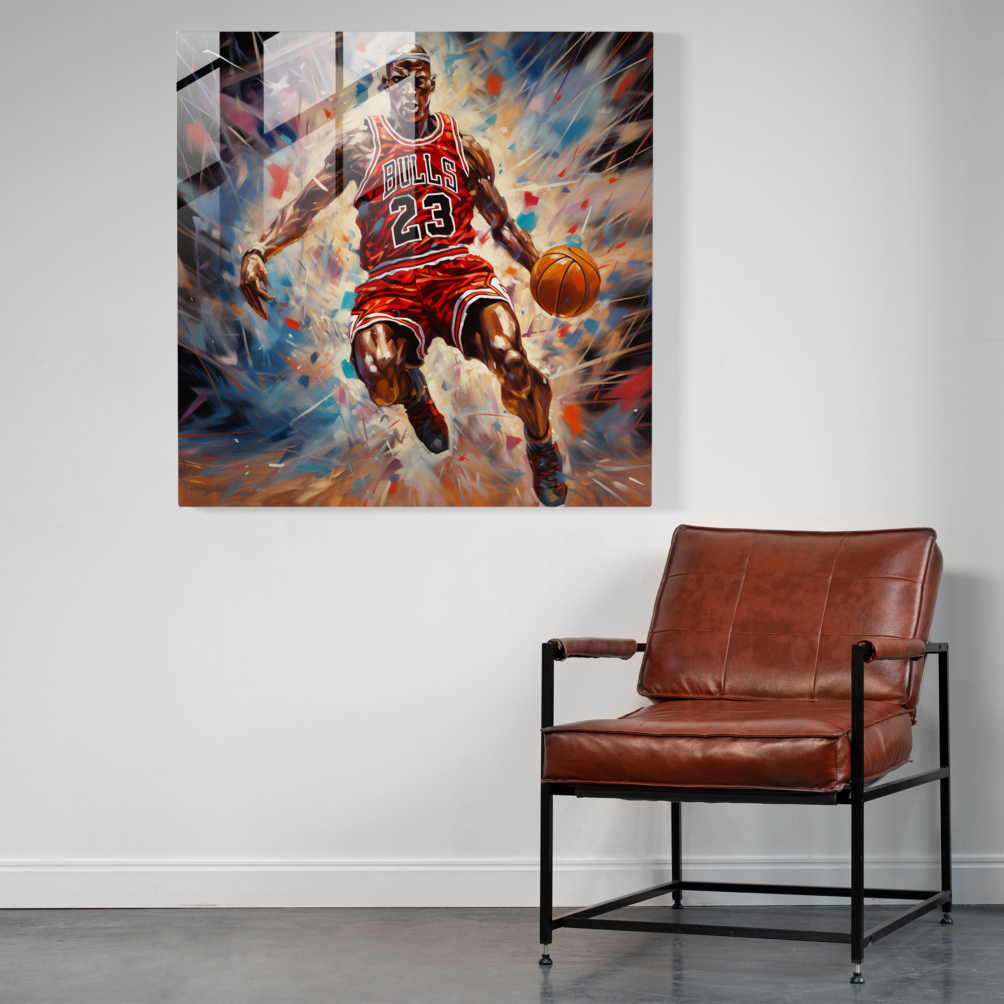 Michael Jordan Glass Print - Captivating Painting - Micheal Jordan, Michael Jordan, Home Decoration, Basketball