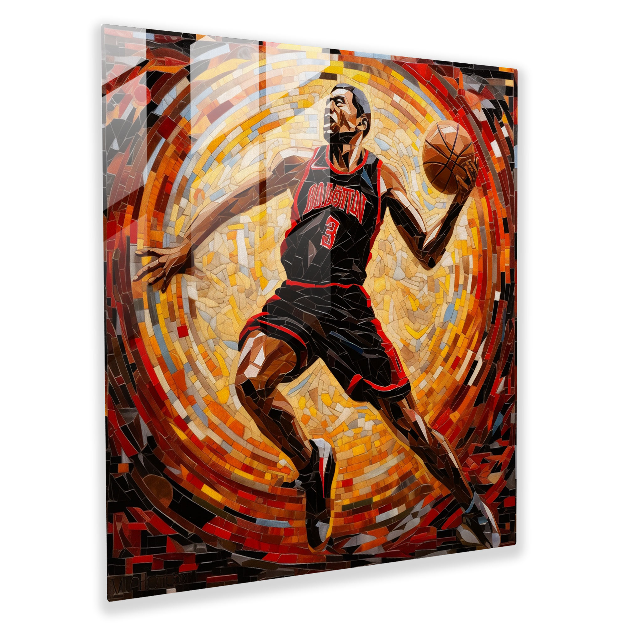 Michael Jordan Glass Print - Mesmerizing Mosaic Art - Micheal Jordan, Finesse, Glass Wall Art, Home Decoration