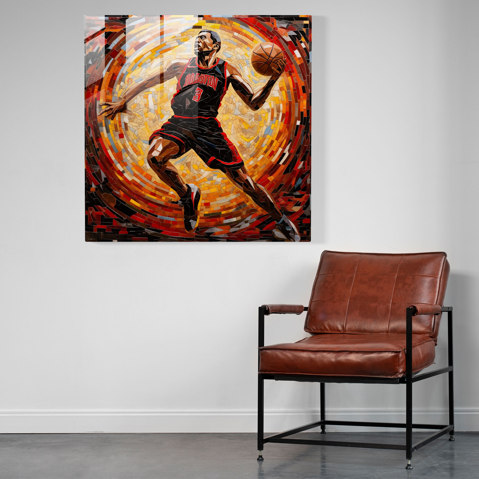 Michael Jordan Glass Print - Mesmerizing Mosaic Art - Micheal Jordan, Finesse, Glass Wall Art, Home Decoration