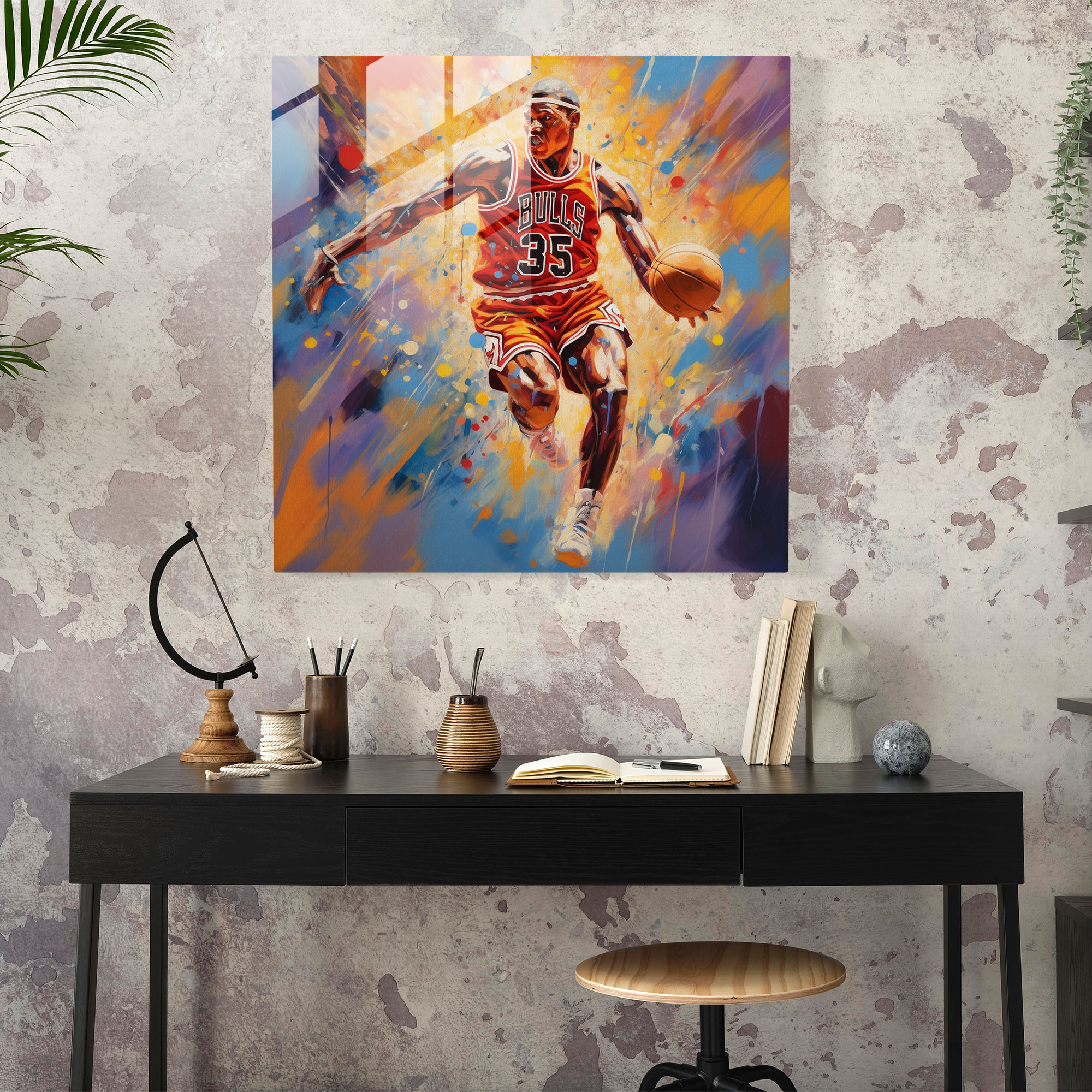 Michael Jordan Canvas Print - Micheal Jordan, Glass Print, Glass Art, Wall Decoration