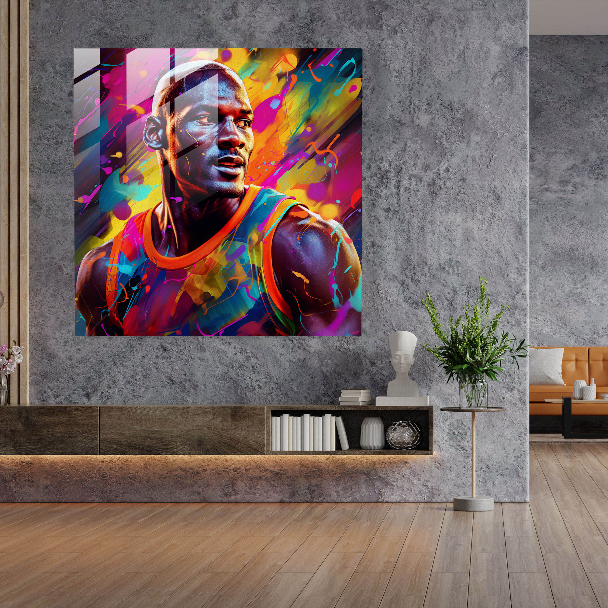 Michael Jordan Modern Glass Print - Micheal Jordan, Glass Print, Glass Wall Art, Wall Decoration