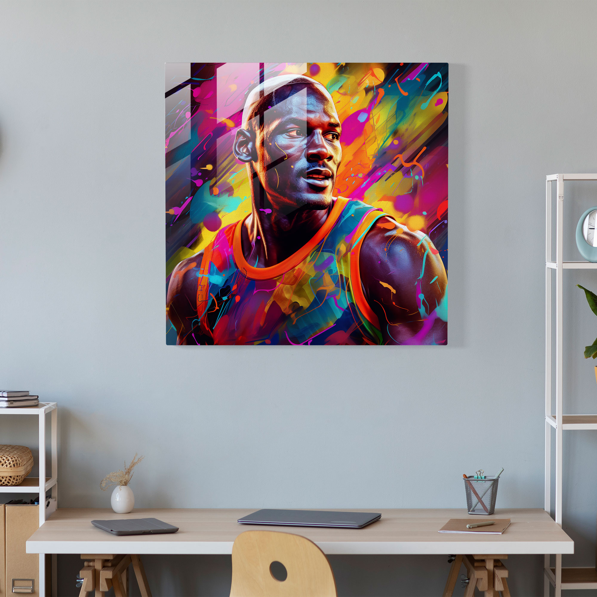 Michael Jordan Modern Glass Print - Micheal Jordan, Glass Print, Glass Wall Art, Wall Decoration