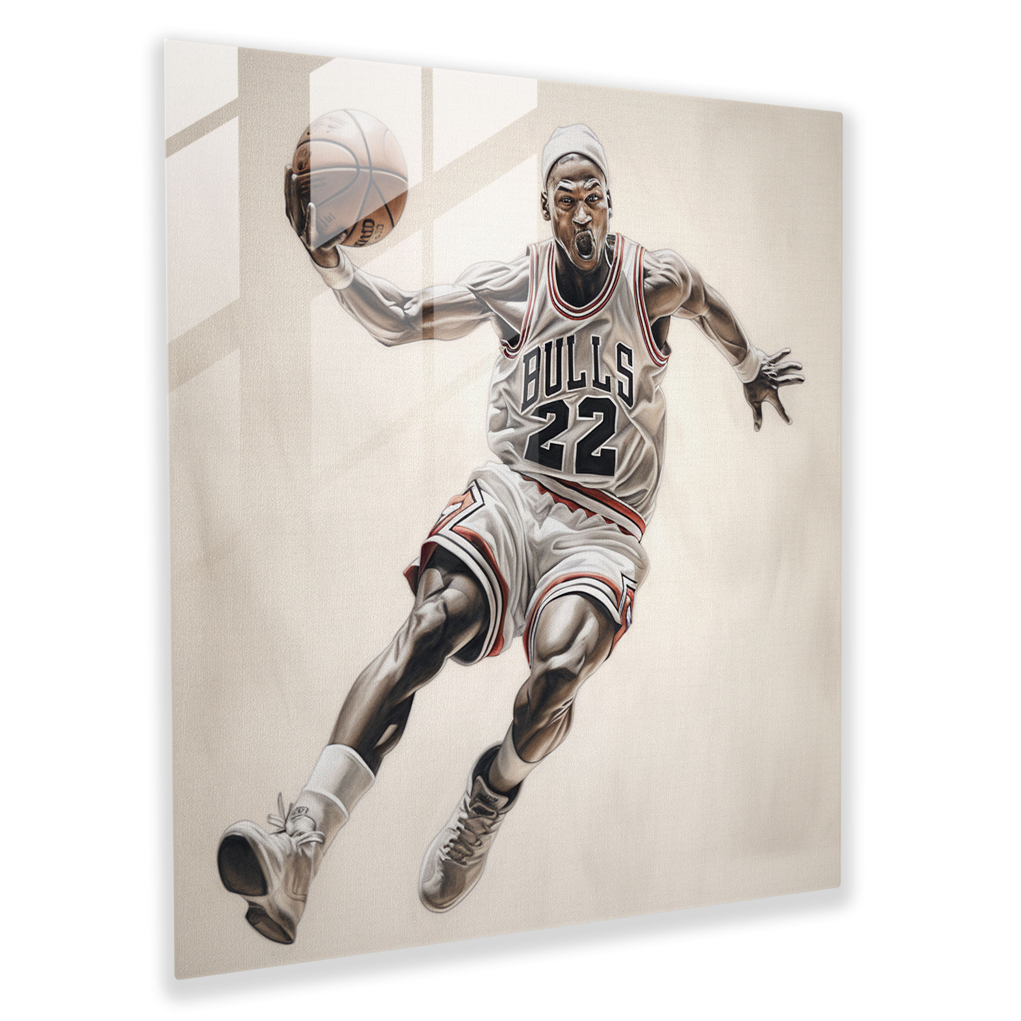 Michael Jordan Pencil Sketch Glass Print - Micheal Jordan, Glass Wall Art, Realistic, Wall Decoration