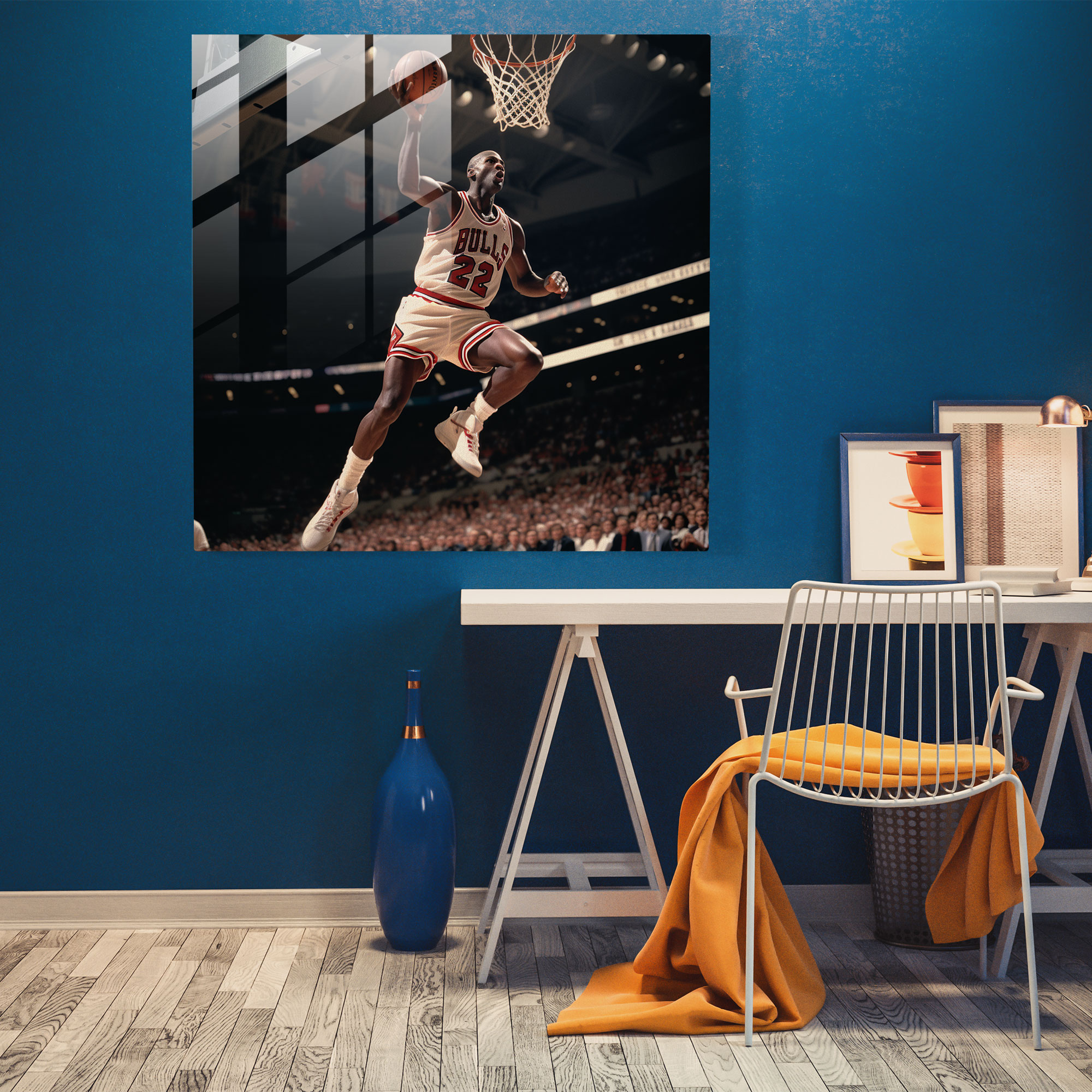 Michael Jordan Glass Print - Micheal Jordan, Wall Decoration, Photograph, Nostalgia