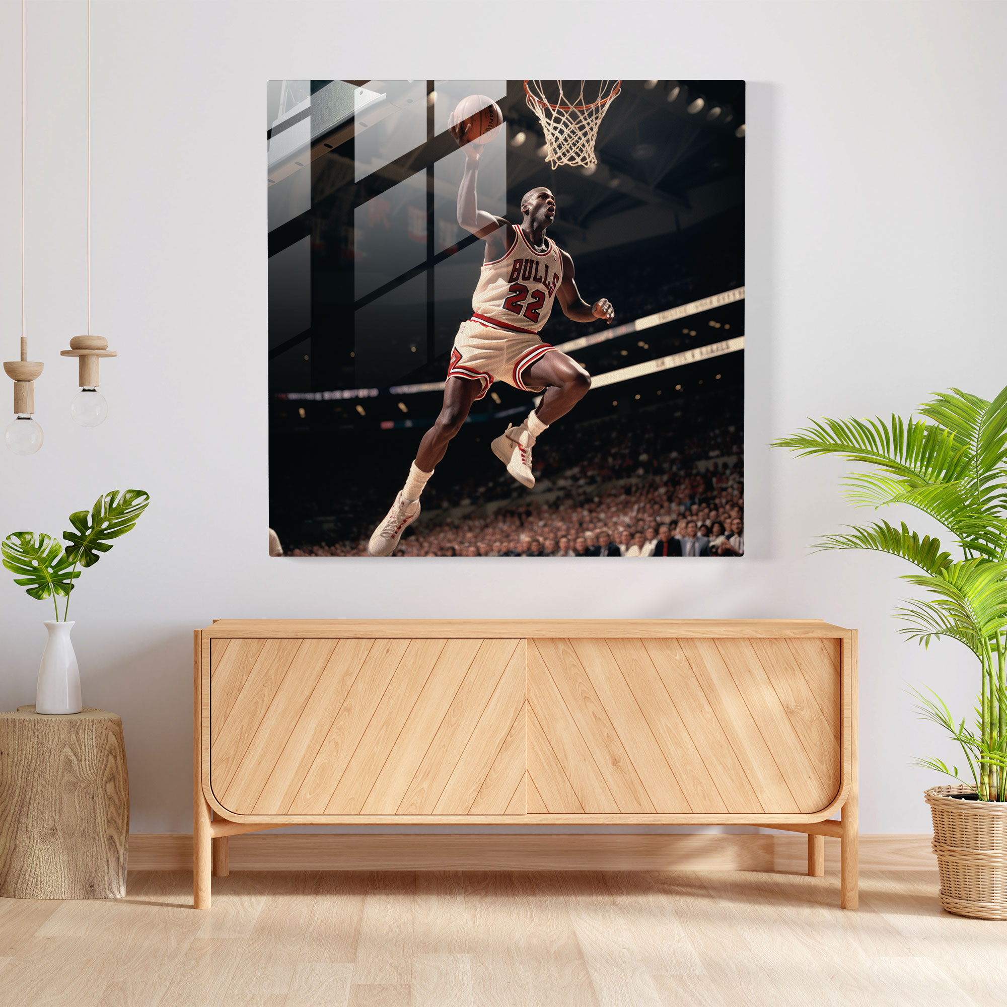 Michael Jordan Glass Print - Micheal Jordan, Wall Decoration, Photograph, Nostalgia